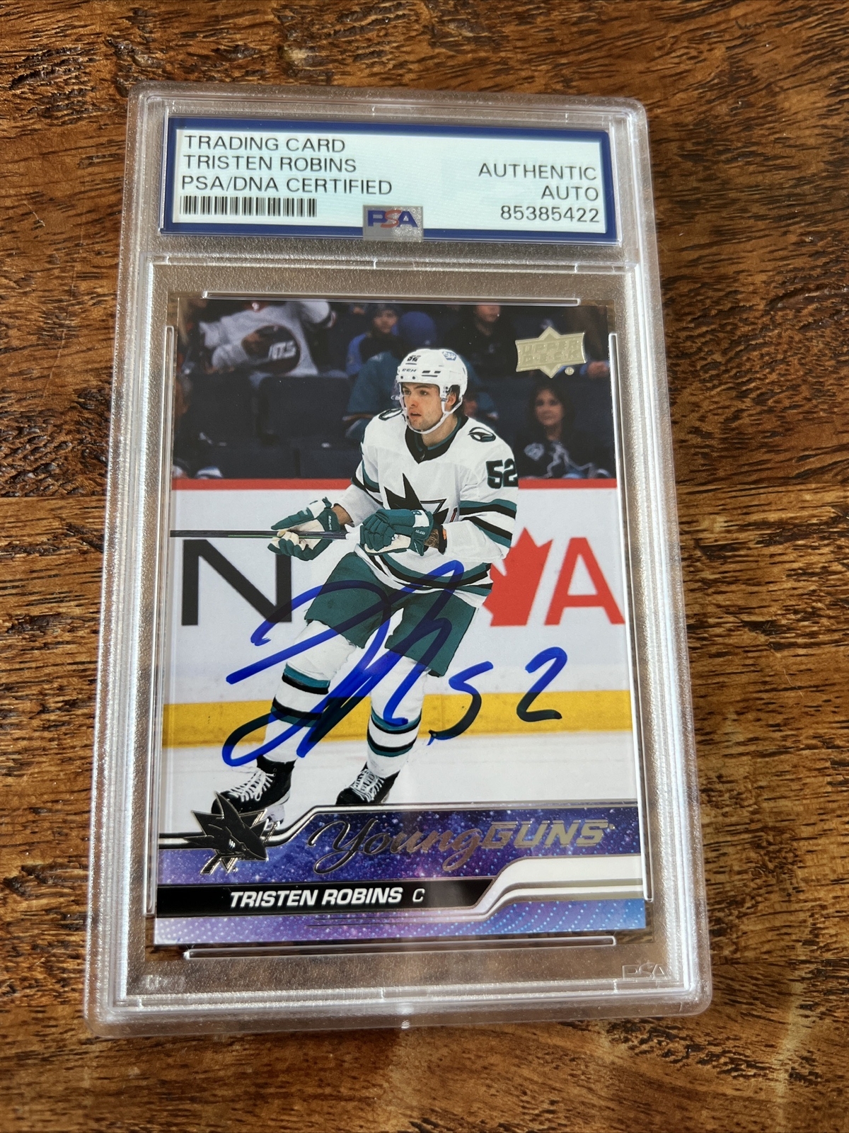 Tristen Robins IP Signed UD Young Guns Card PSA DNA Coa Slab Sharks Autographed