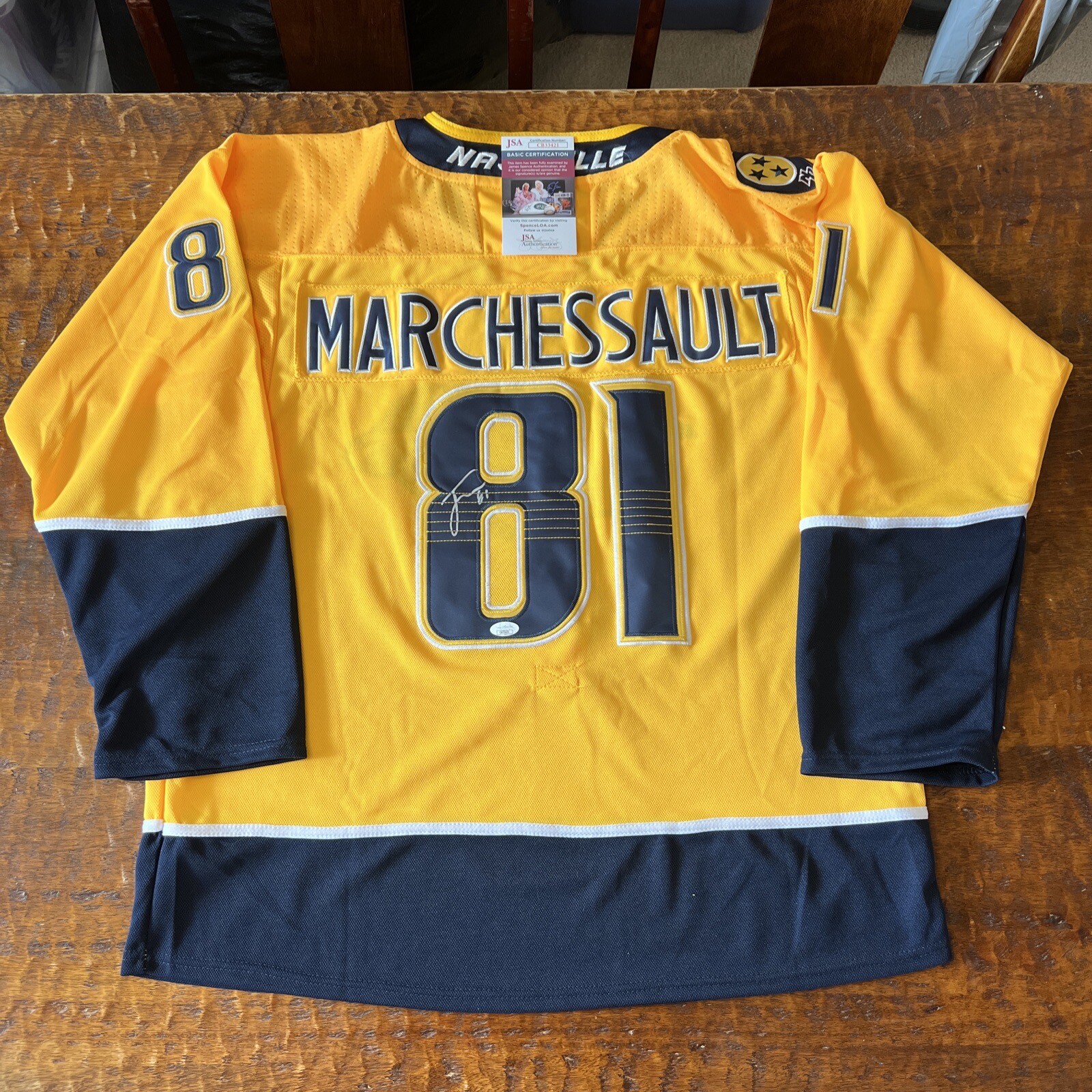 Jonathan Marchessault Signed Nashville Predators Jersey JSA Coa Autographed