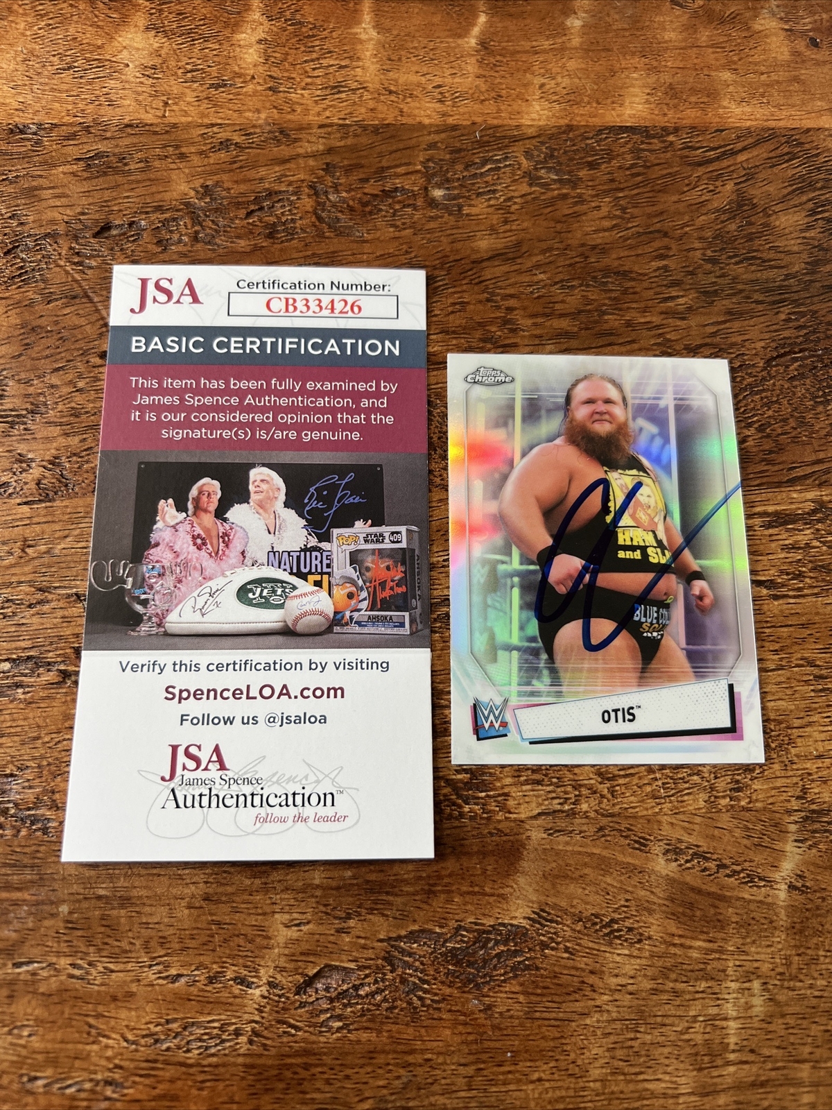 Otis IP Signed Topps Chrome Card JSA Coa Autographed WWE Alpha Academy