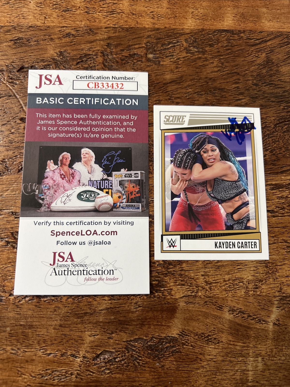 Kayden Carter IP Signed Panini Score Card JSA Coa Autographed WWE