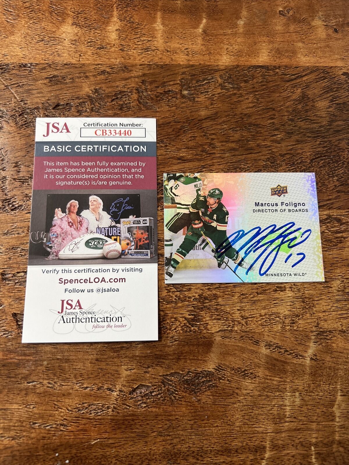 Marcus Foligno IP Signed Upper Deck Card JSA Coa Wild Autographed