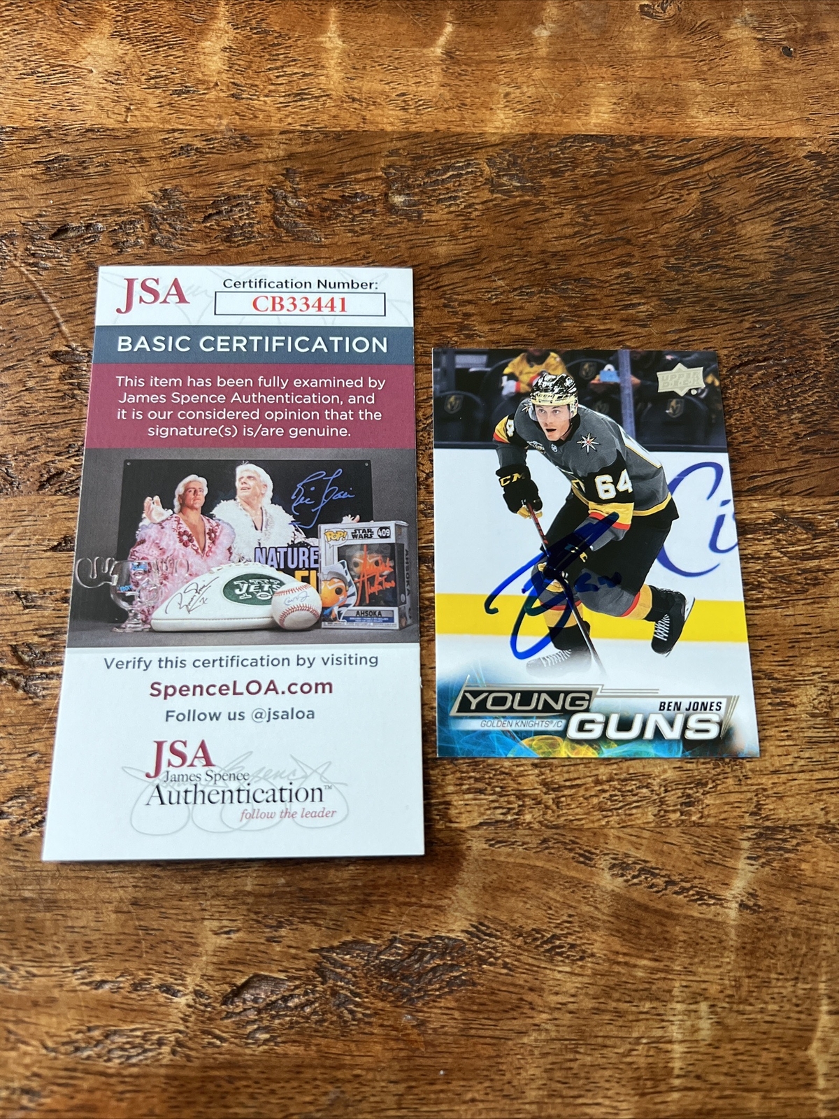 Ben Jones IP Signed UD Young Guns Card JSA Coa Golden Knights Autographed
