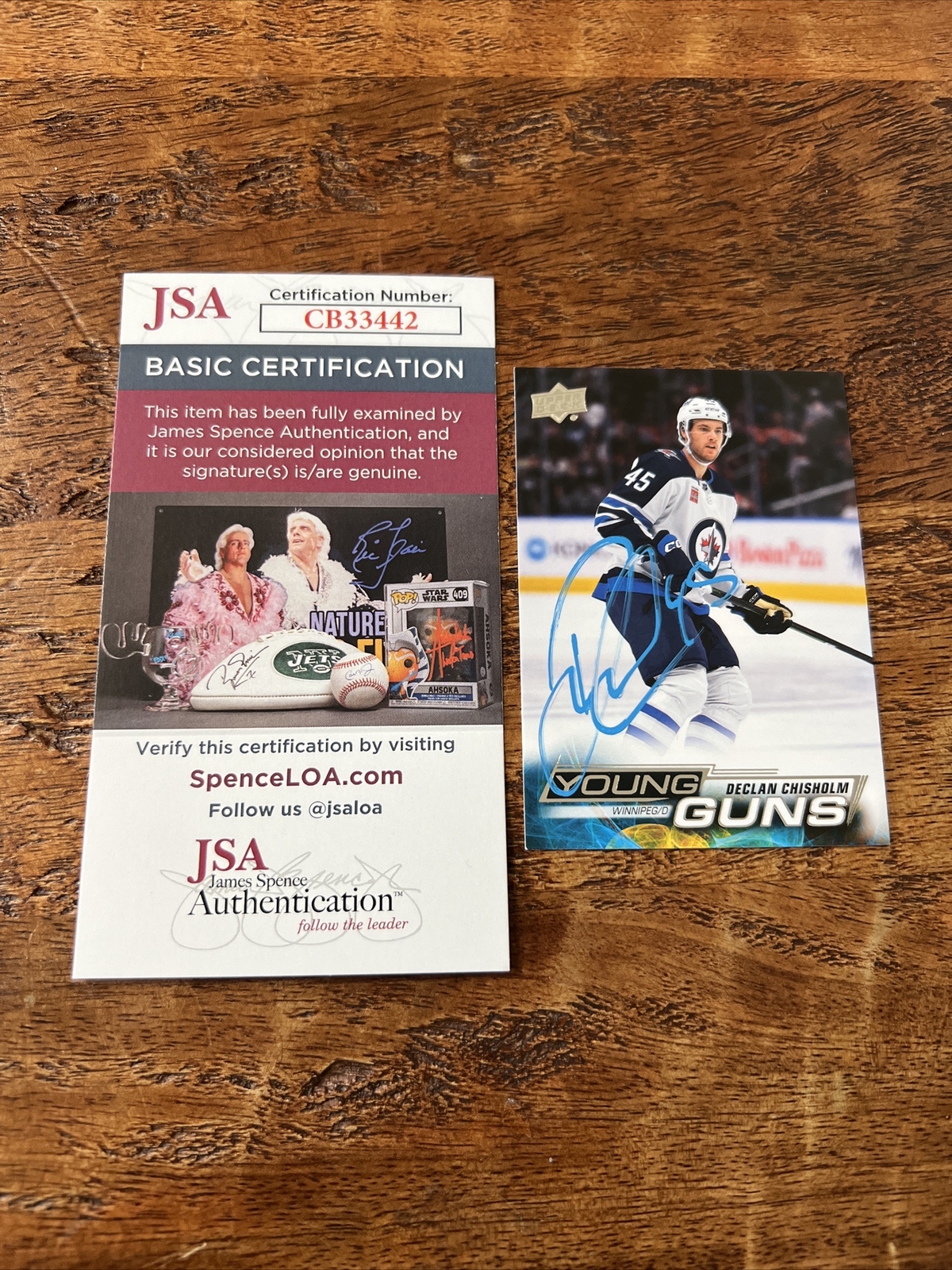 Declan Chisholm IP Signed Upper Deck Young Guns Card JSA Coa Jets Autographed