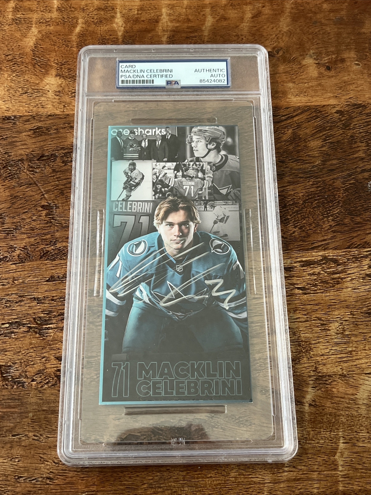 Macklin Celebrini Signed San Jose Sharks Promo Card PSA DNA Slab Autographed