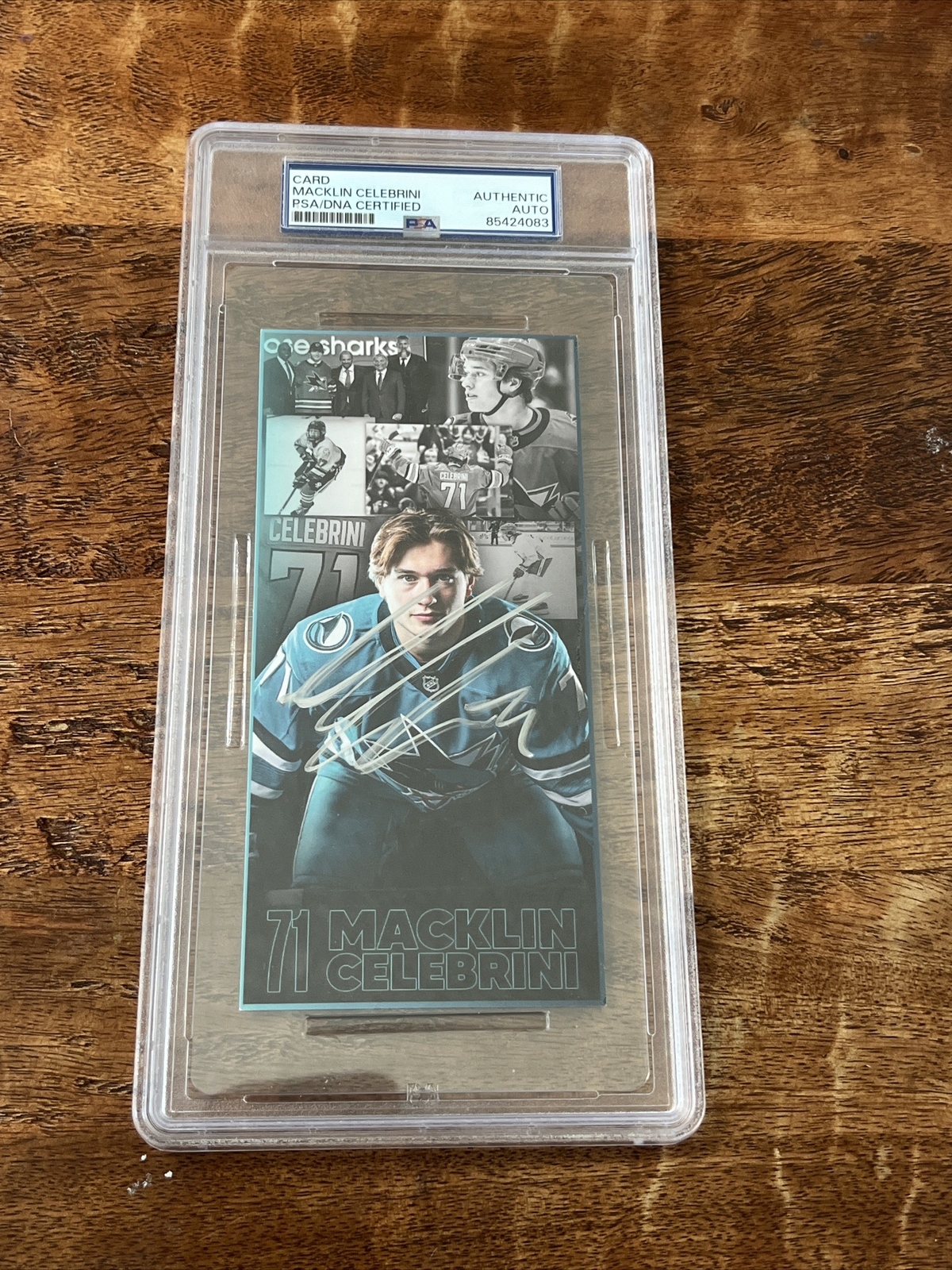 Macklin Celebrini Signed San Jose Sharks Promo Card PSA DNA Slab Autographed