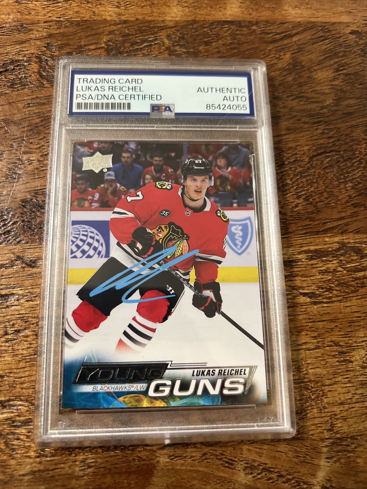 Lukas Reichel IP Signed UD Young Guns Card PSA DNA Coa Slab Blackhawks Auto