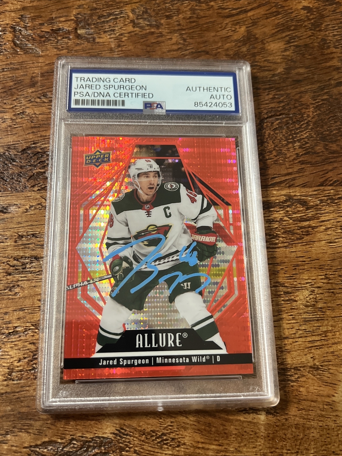 Jared Spurgeon IP Signed Upper Deck Allure Card PSA DNA Coa Slab Wild Auto