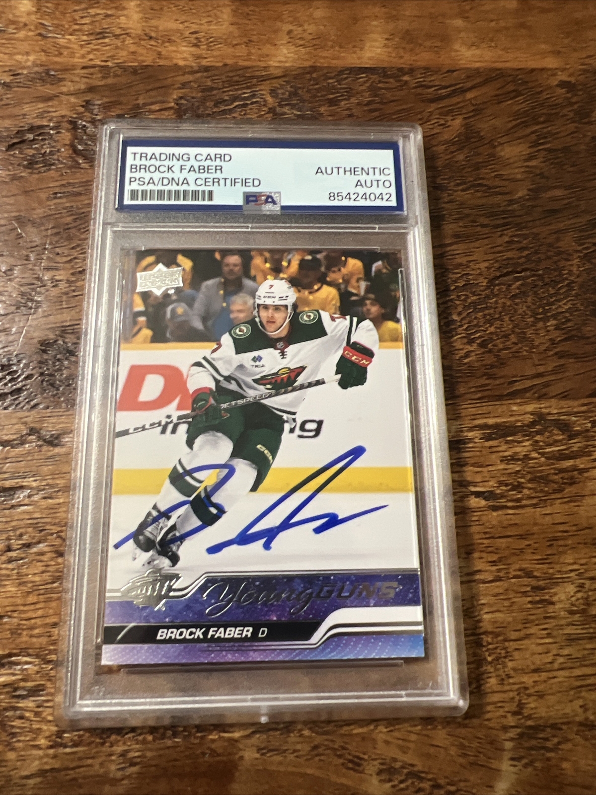 Brock Faber IP Signed UD Young Guns Card PSA DNA Coa Slab Wild Autographed