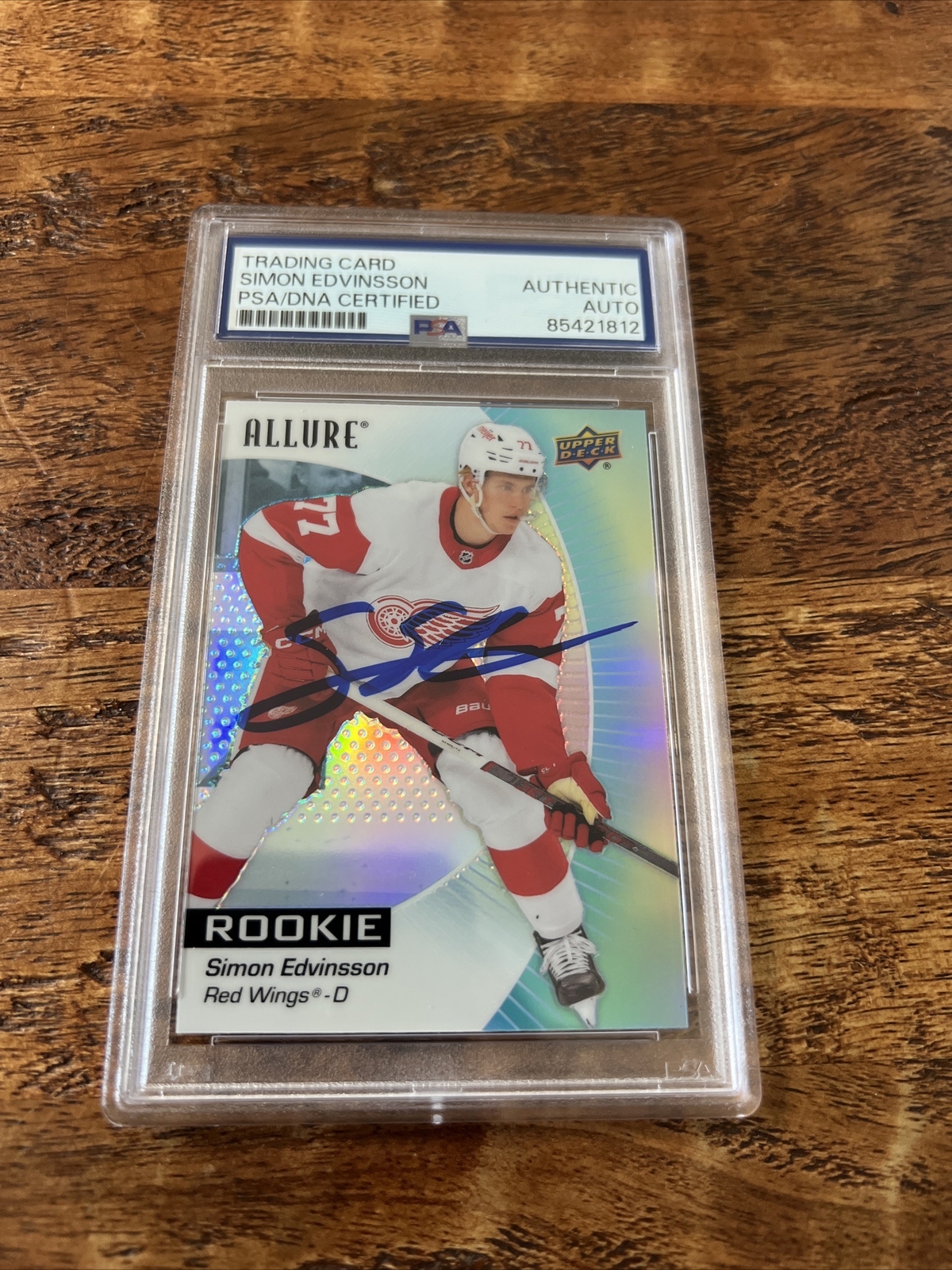 Simon Edvinsson IP Signed UD Allure Rookie Card PSA DNA Coa Slab Red Wings Auto