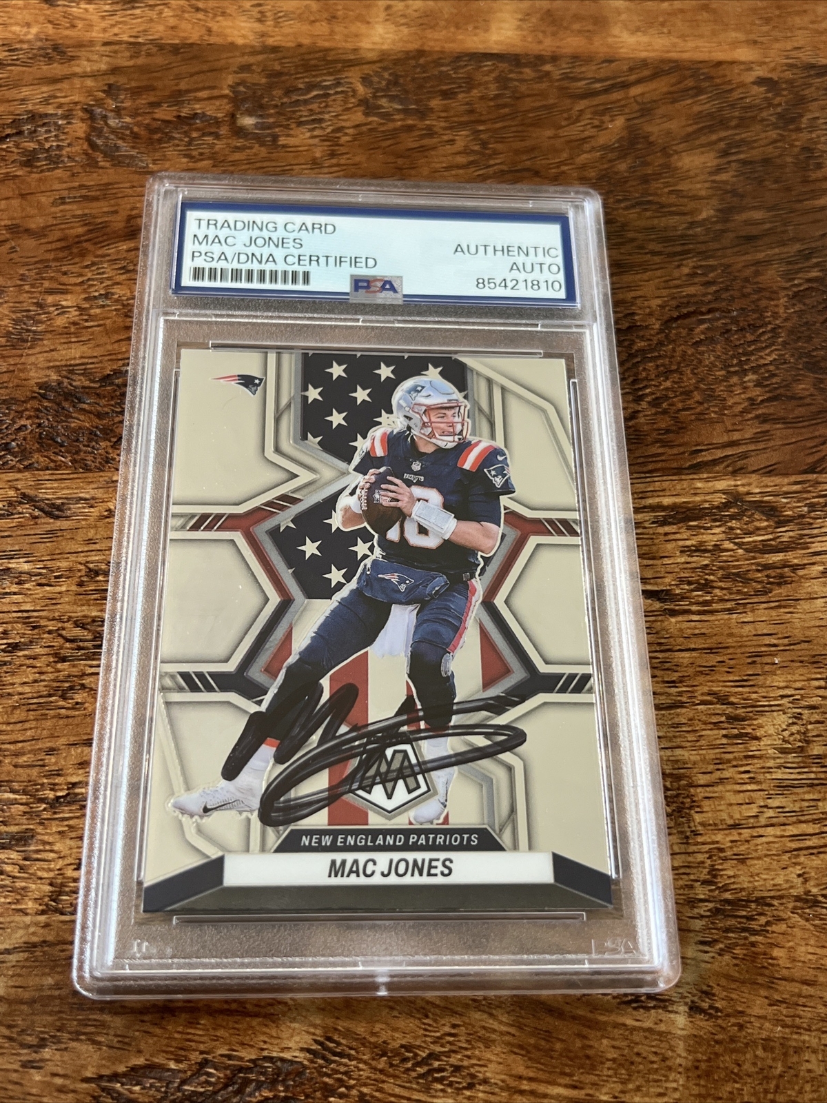 Mac Jones IP Signed Panini Mosaic Card PSA DNA Coa Slab Patriots Autographed