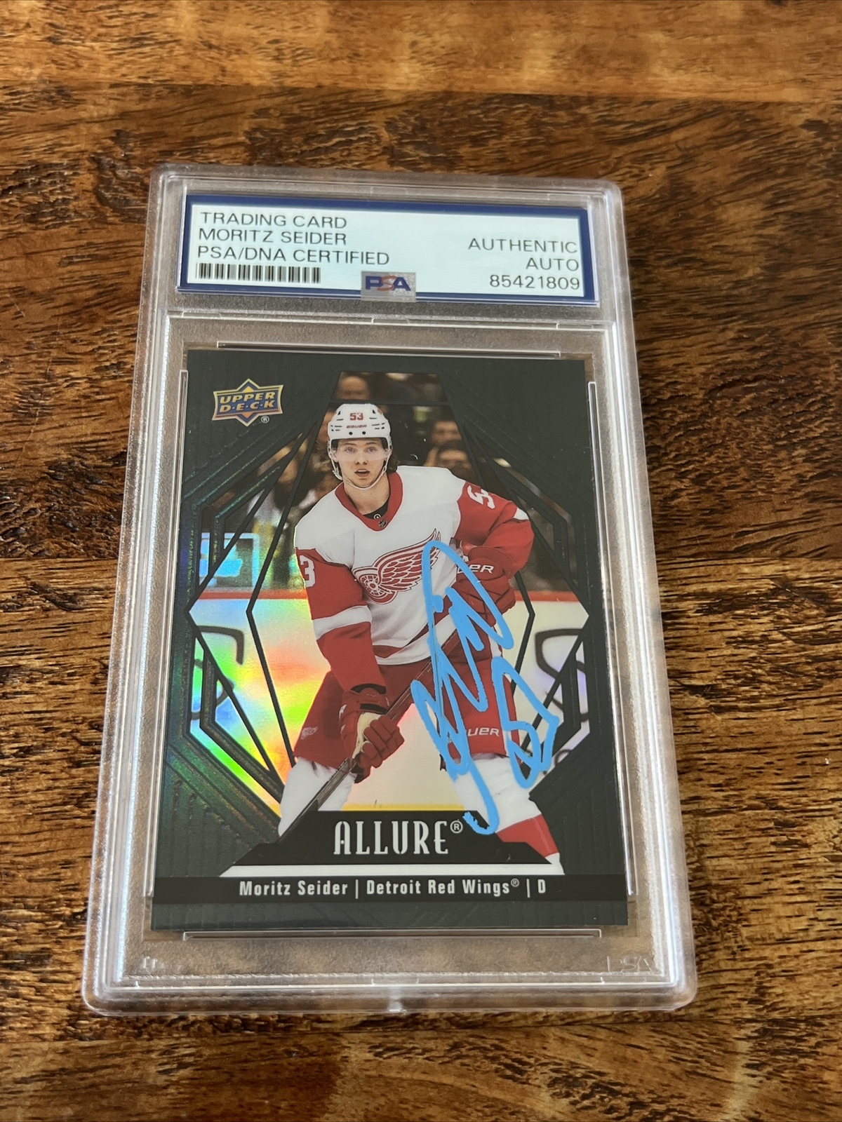 Moritz Seider IP Signed UD Allure Card PSA DNA Coa Slab Red Wings Autographed