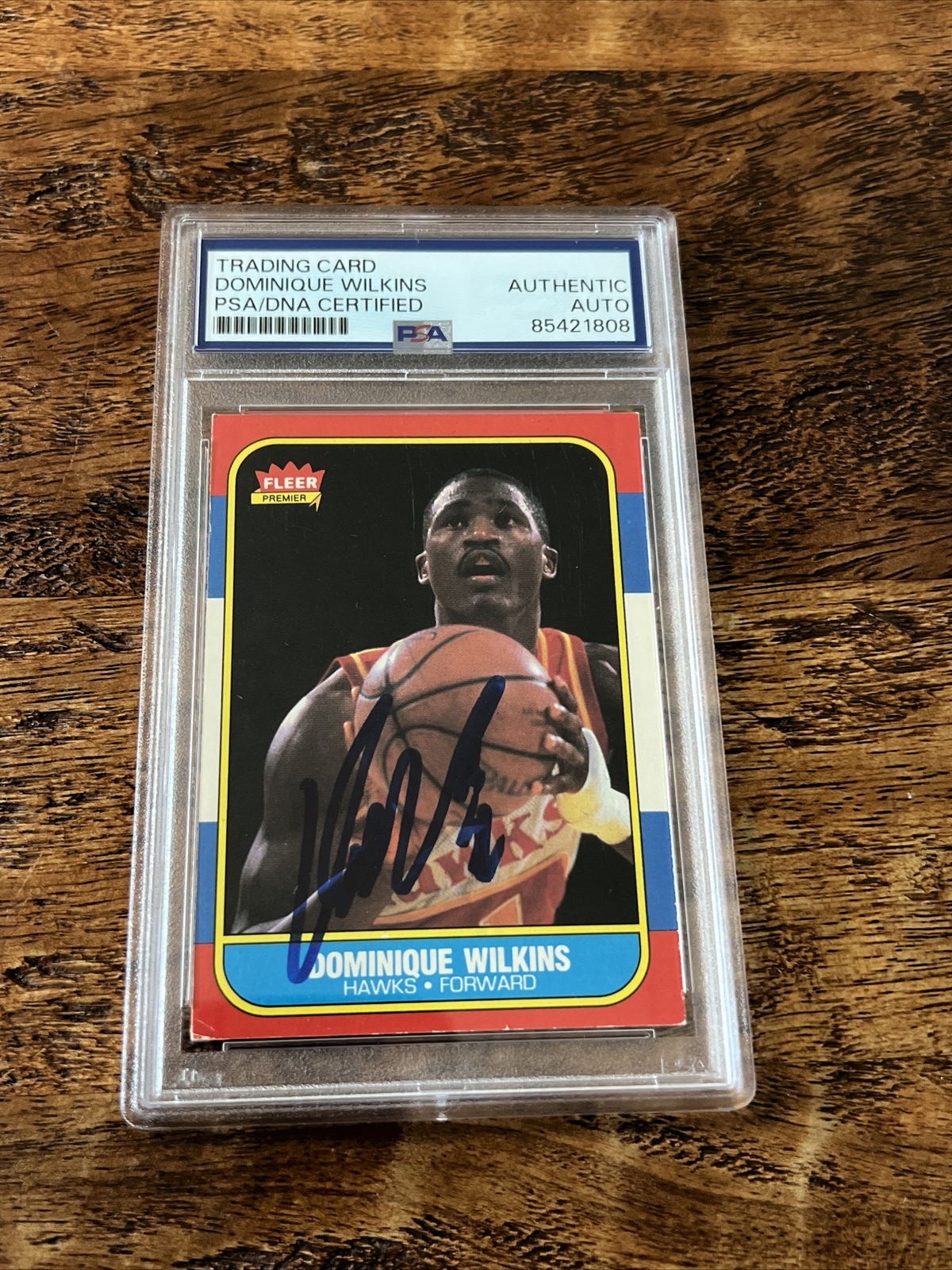 Dominique Wilkins IP Signed Fleer Rookie Card Psa Dna Coa Slab Autographed Hawks