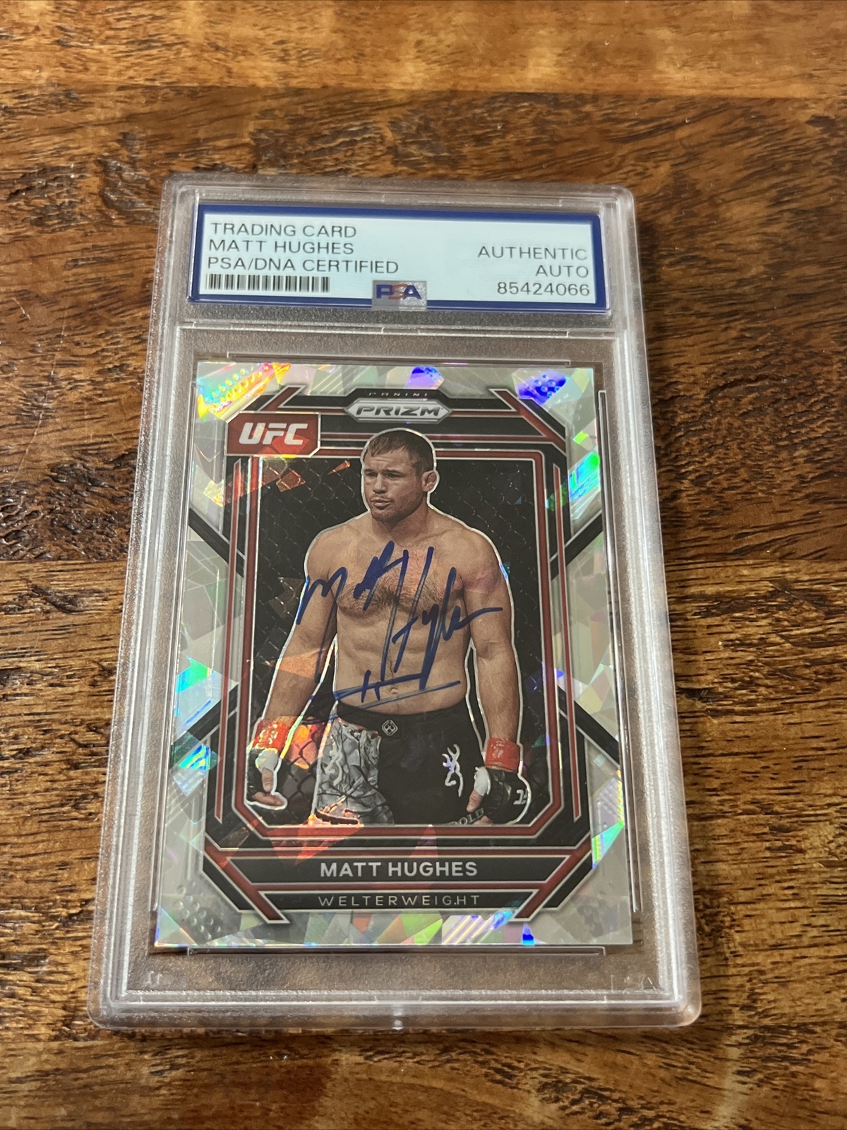 Matt Hughes IP Signed Panini Prizm Card Psa Dna Coa Slab Autographed UFC