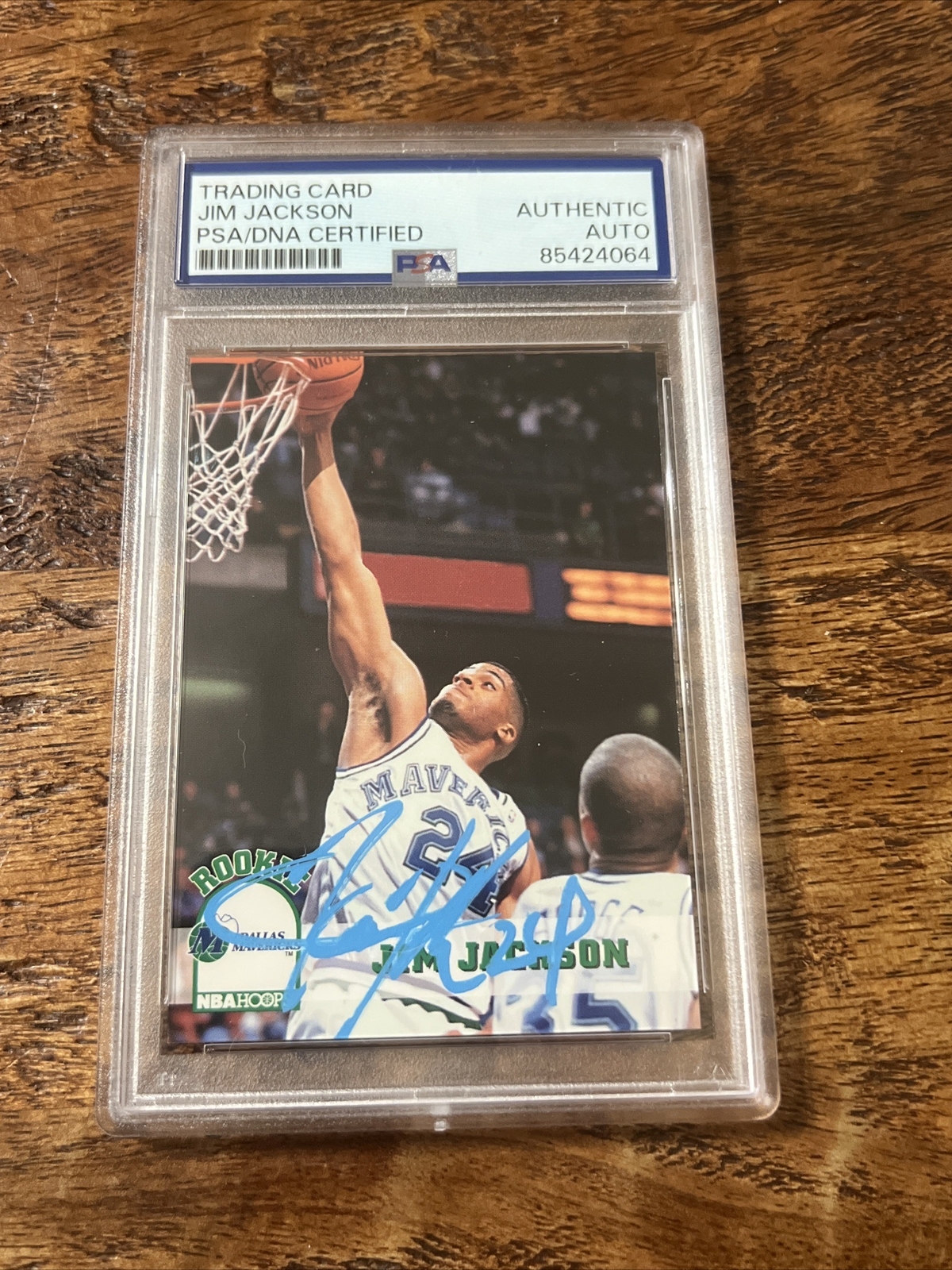 Jim Jackson IP Signed NBA Hoops RC Card Psa Dna Coa Slab Autographed Mavericks
