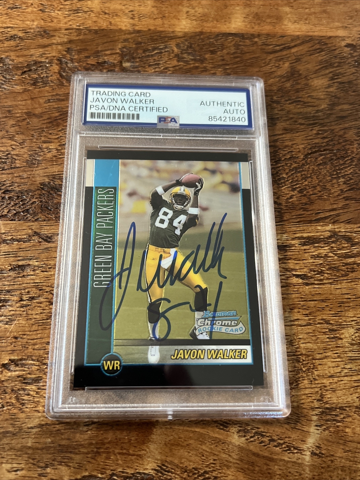 Javon Walker IP Signed Bowman Chrome RC Card PSA DNA Slab Autographed Packers