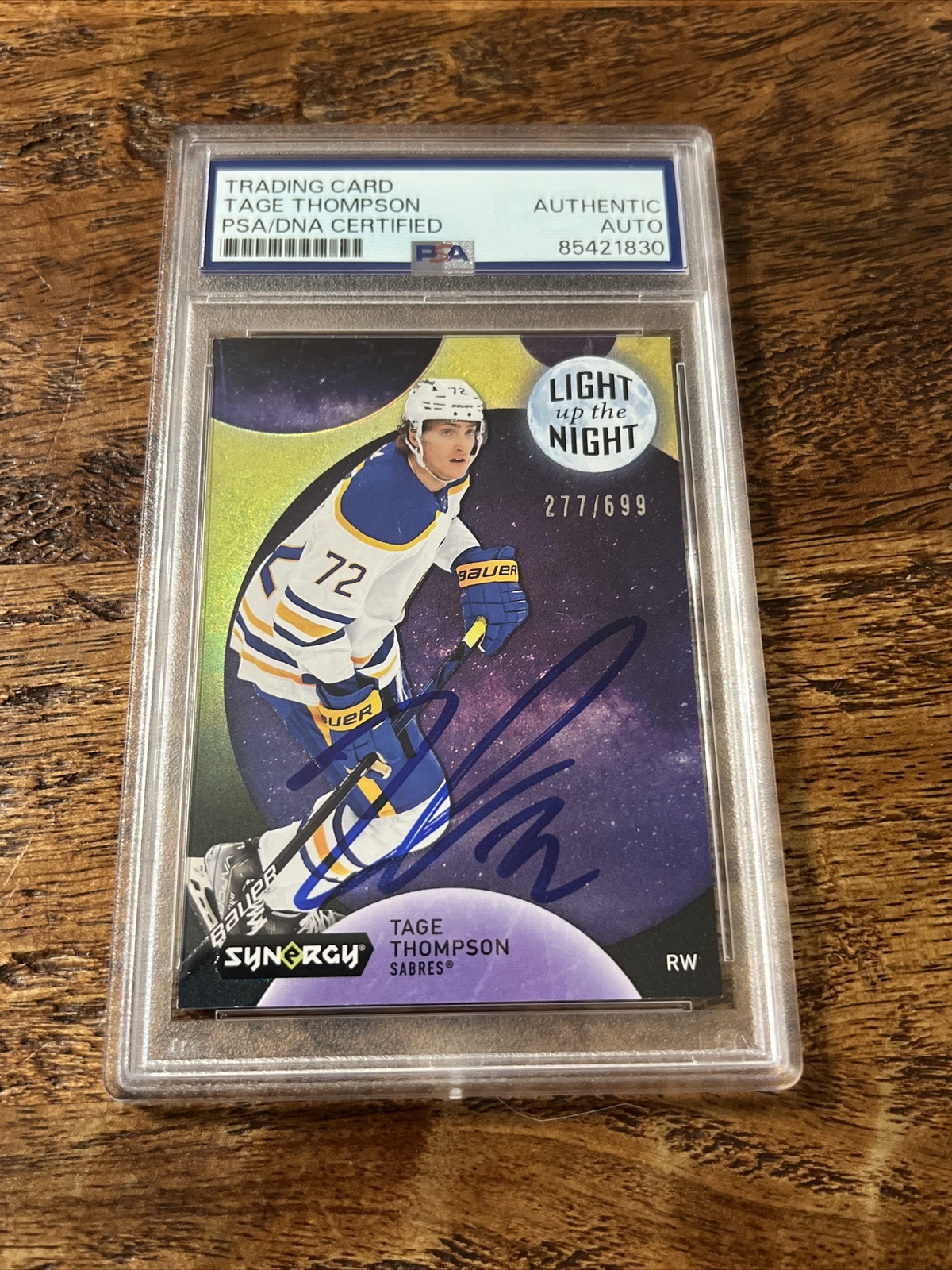 Tage Thompson IP Signed UD Synergy Card PSA DNA Coa Slab Sabres Autographed