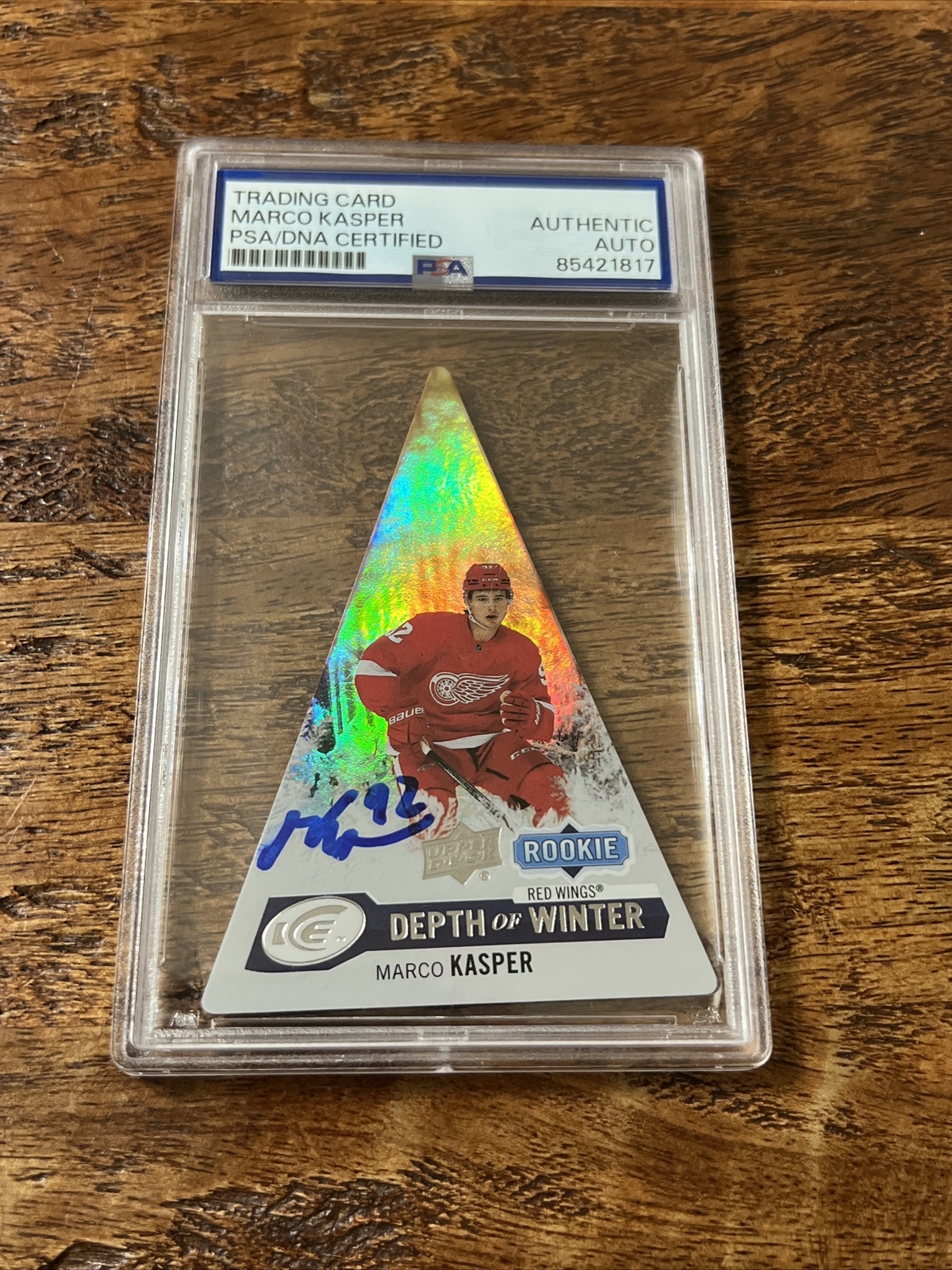 Marco Kasper IP Signed Upper Deck Ice Rookie Card PSA DNA Slab Red Wings Auto