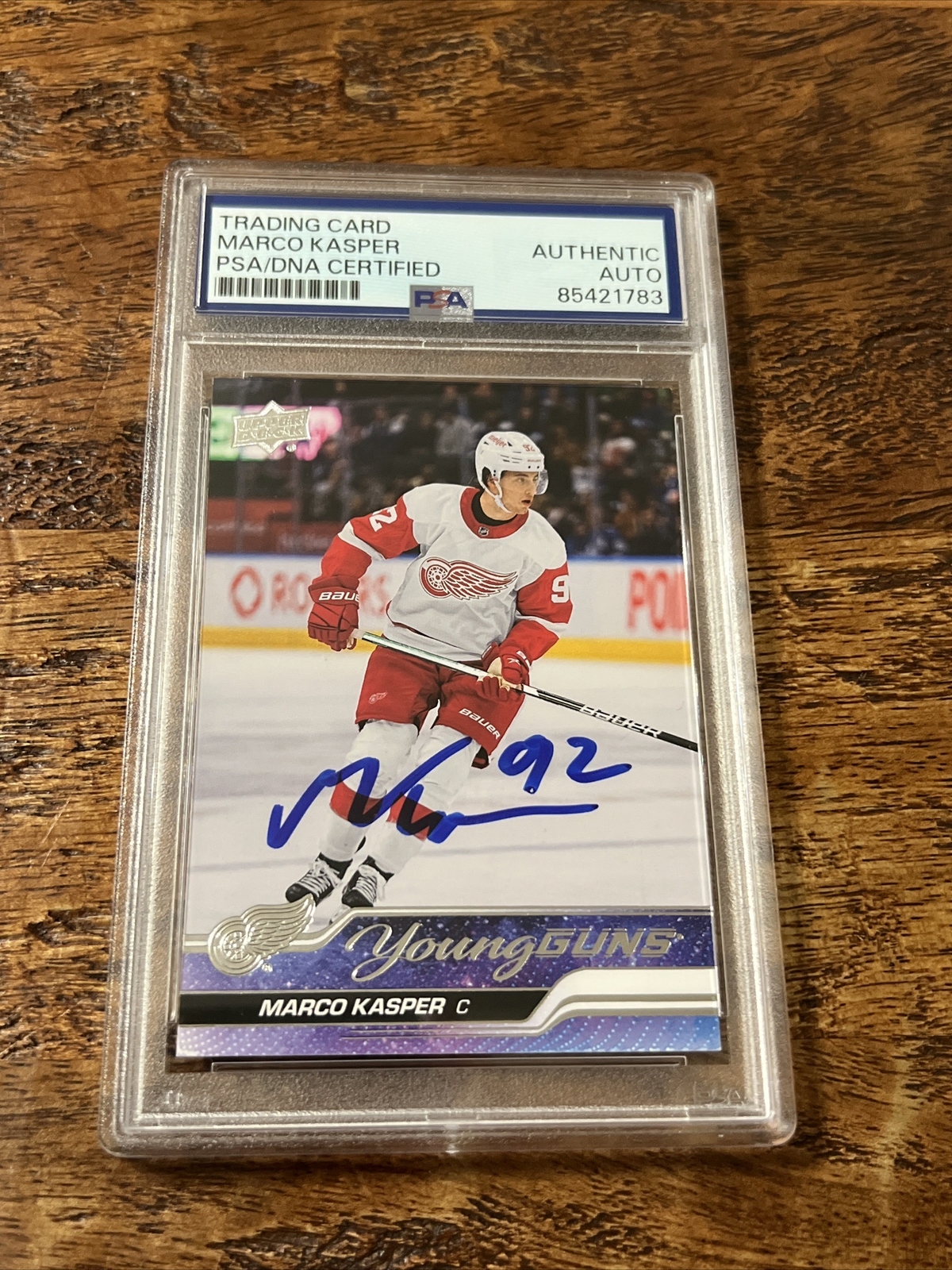 Marco Kasper IP Signed UD Young Guns Card PSA DNA Slab Red Wings Autographed
