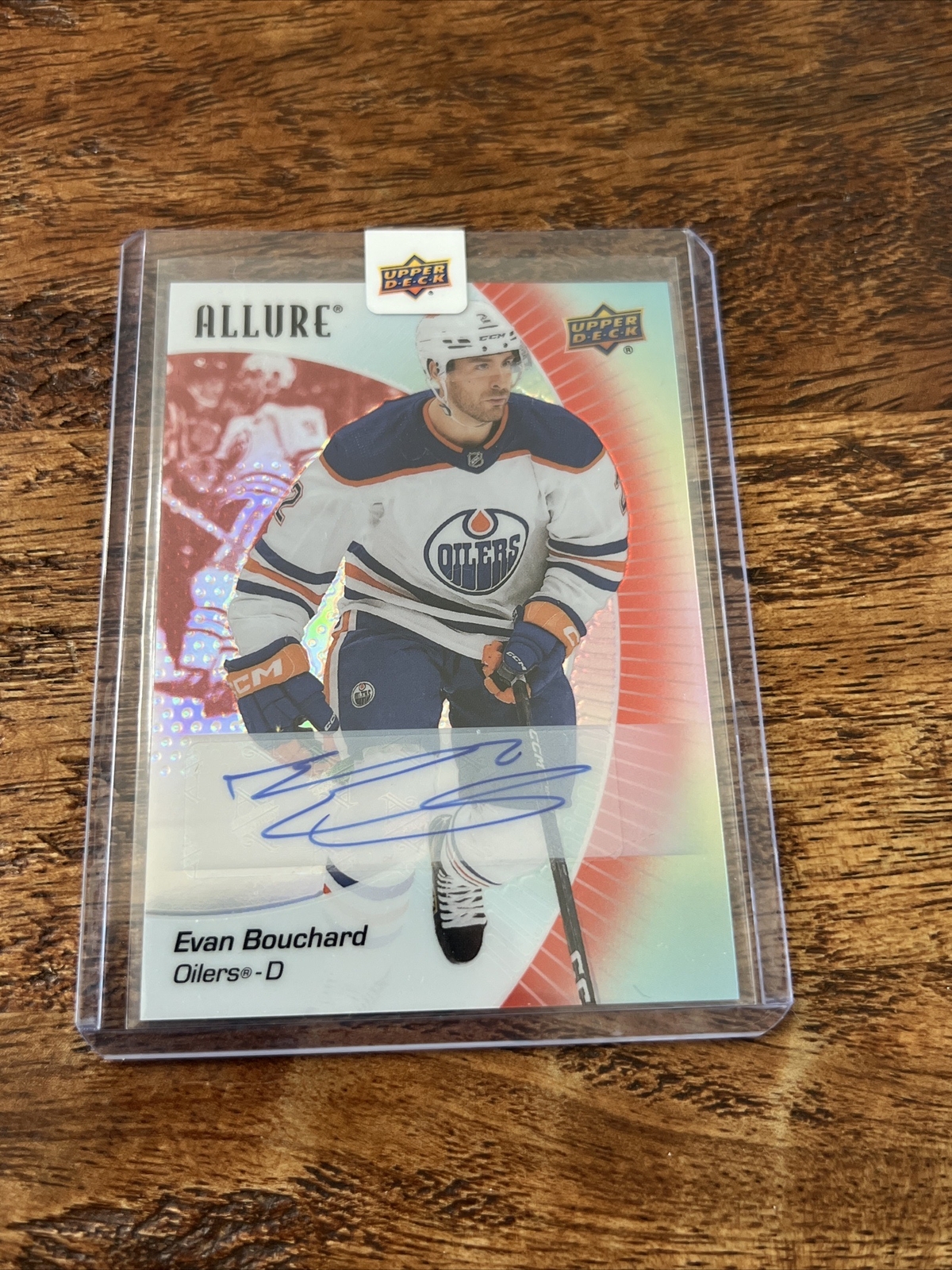 2023-24 Upper Deck Allure Evan Bouchard #47 Red Rainbow Auto Edmonton Oilers