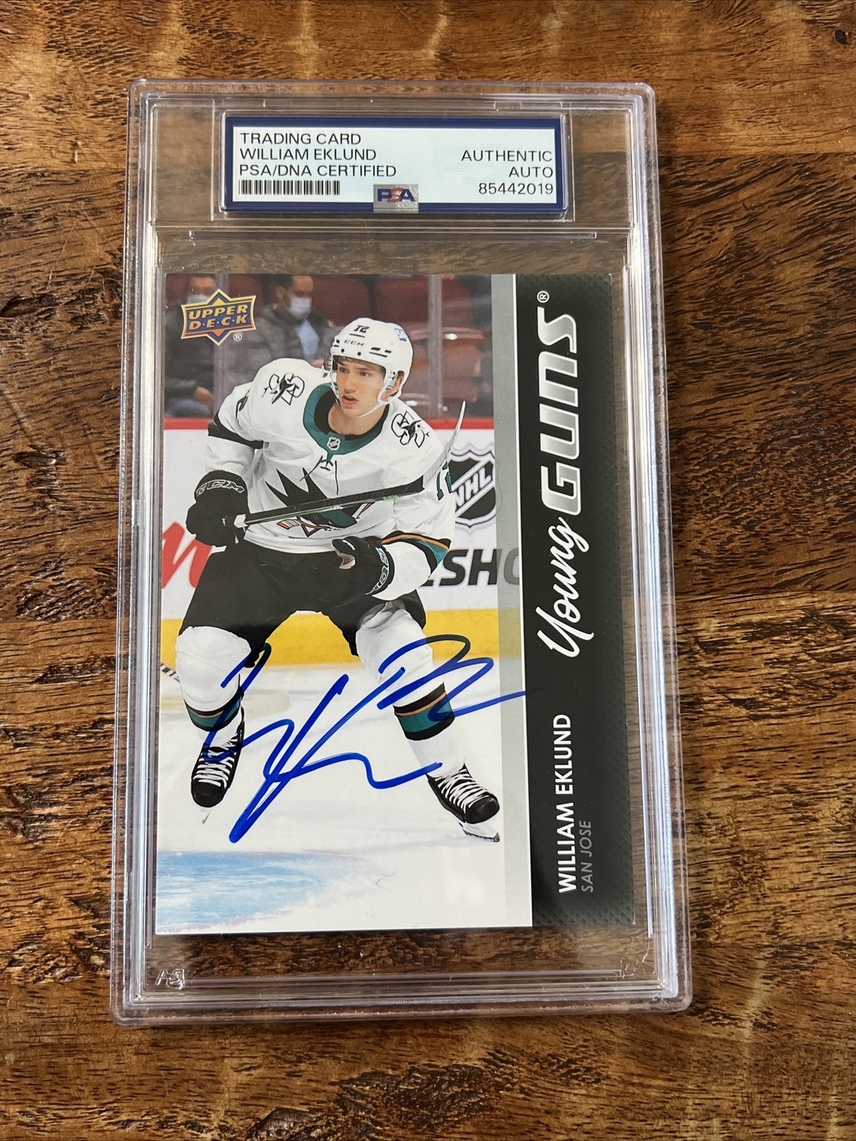 William Eklund IP Signed UD Jumbo Young Guns Card PSA DNA Coa Slab Sharks Auto