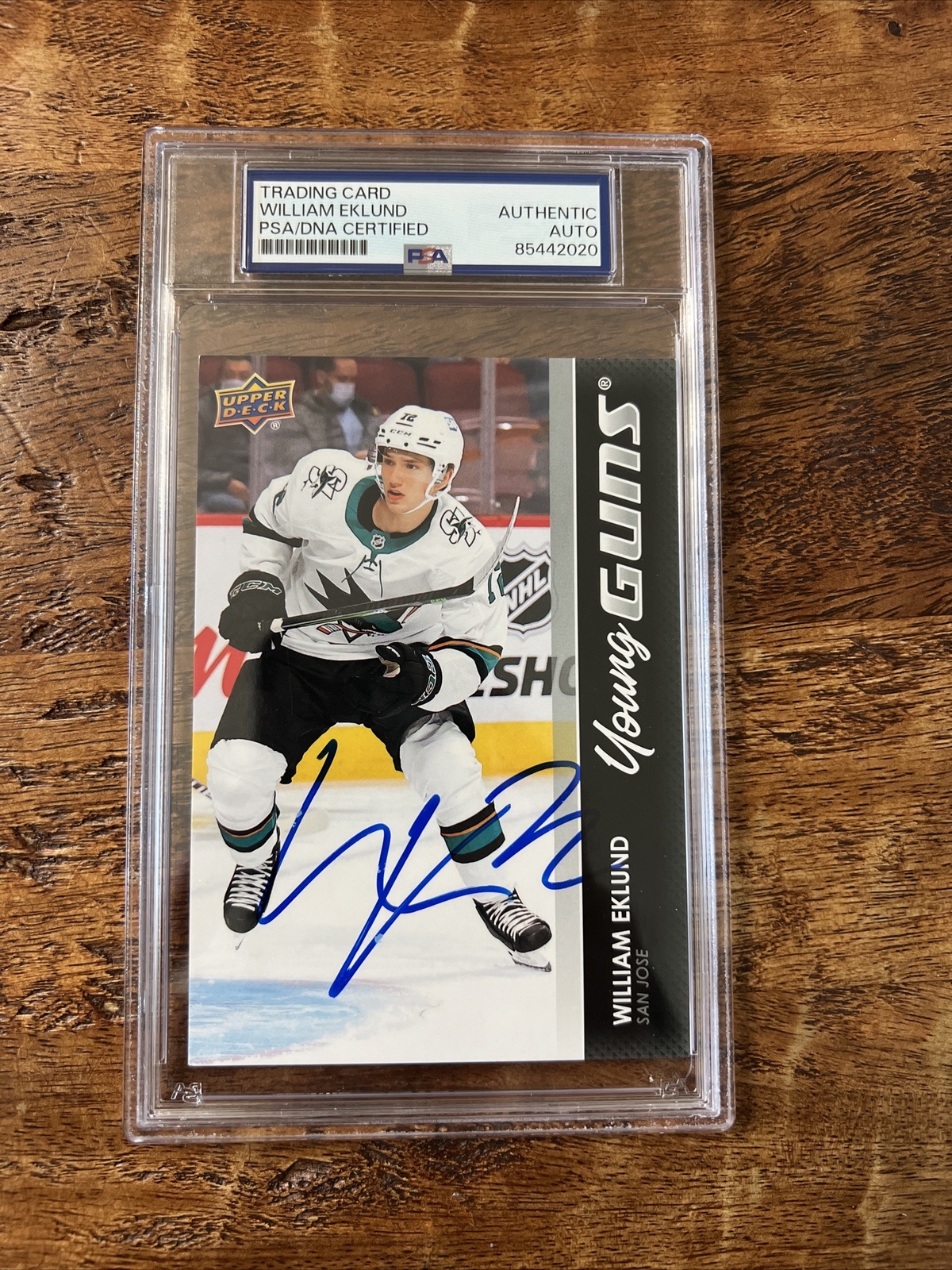 William Eklund IP Signed UD Jumbo Young Guns Card PSA DNA Coa Slab Sharks Auto