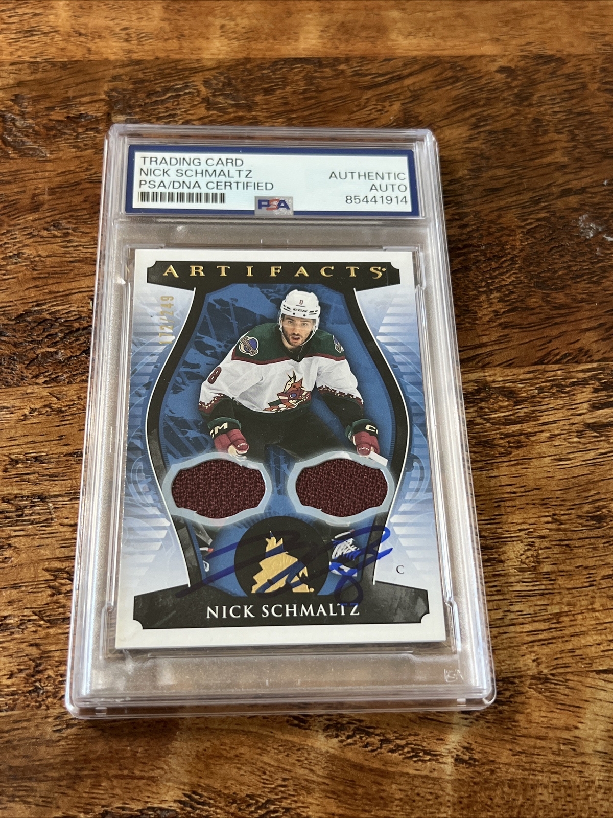 Nick Schmaltz IP Signed UD Artifacts Jersey Card PSA DNA Slab Coyotes Auto
