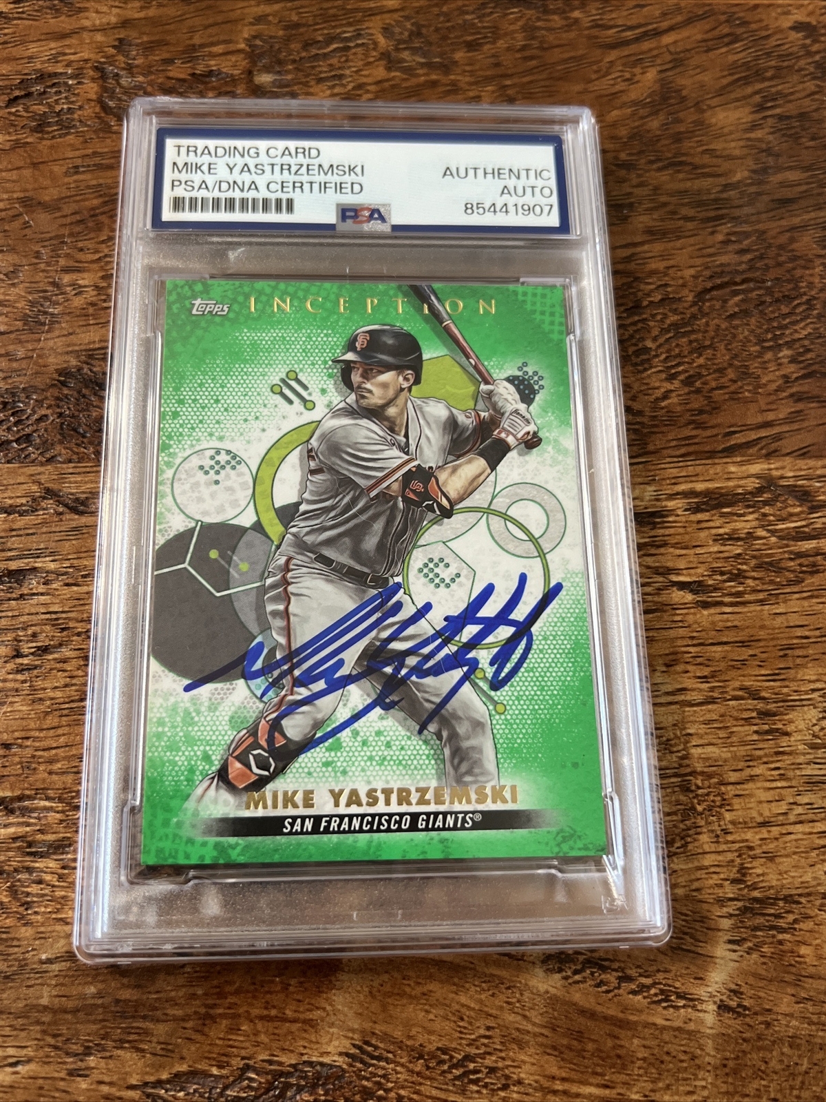 Mike Yastrzemski IP Signed Topps Inception Card PSA DNA Slab Giants Autographed