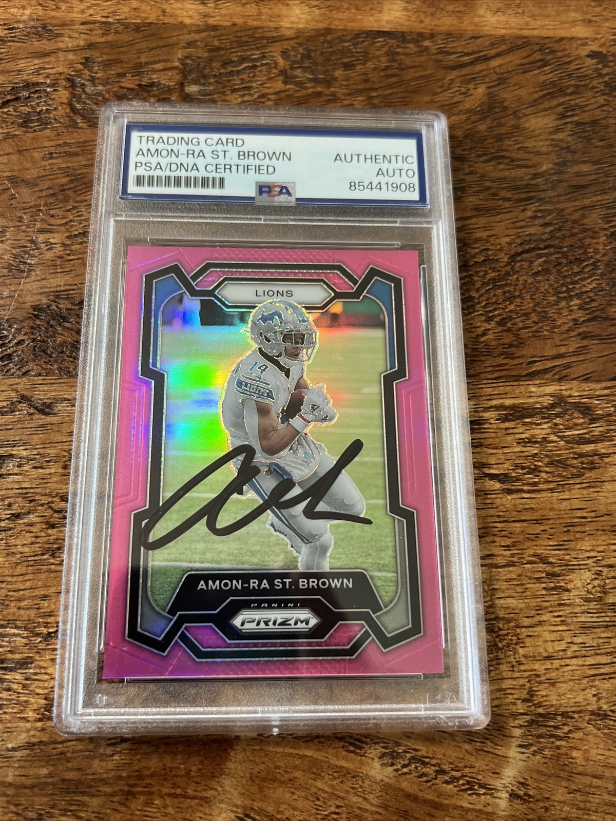 Amon-Ra St. Brown IP Signed Prizm Card PSA DNA Coa Slab Lions Autographed