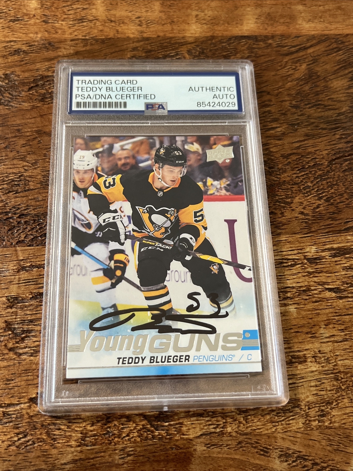 Teddy Blueger IP Signed UD Young Guns Card PSA DNA Coa Slab Penguins Autographed
