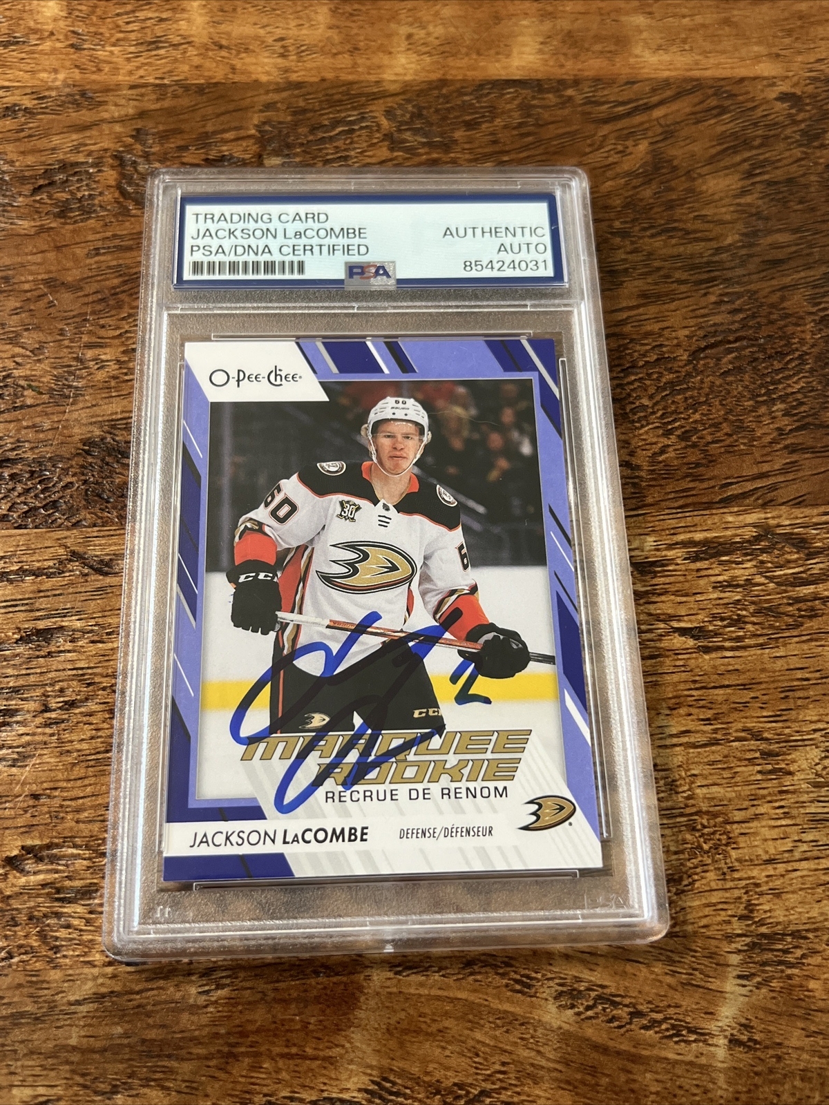 Jackson LaCombe IP Signed O Pee Chee RC Card PSA DNA Coa Slab Ducks Autographed
