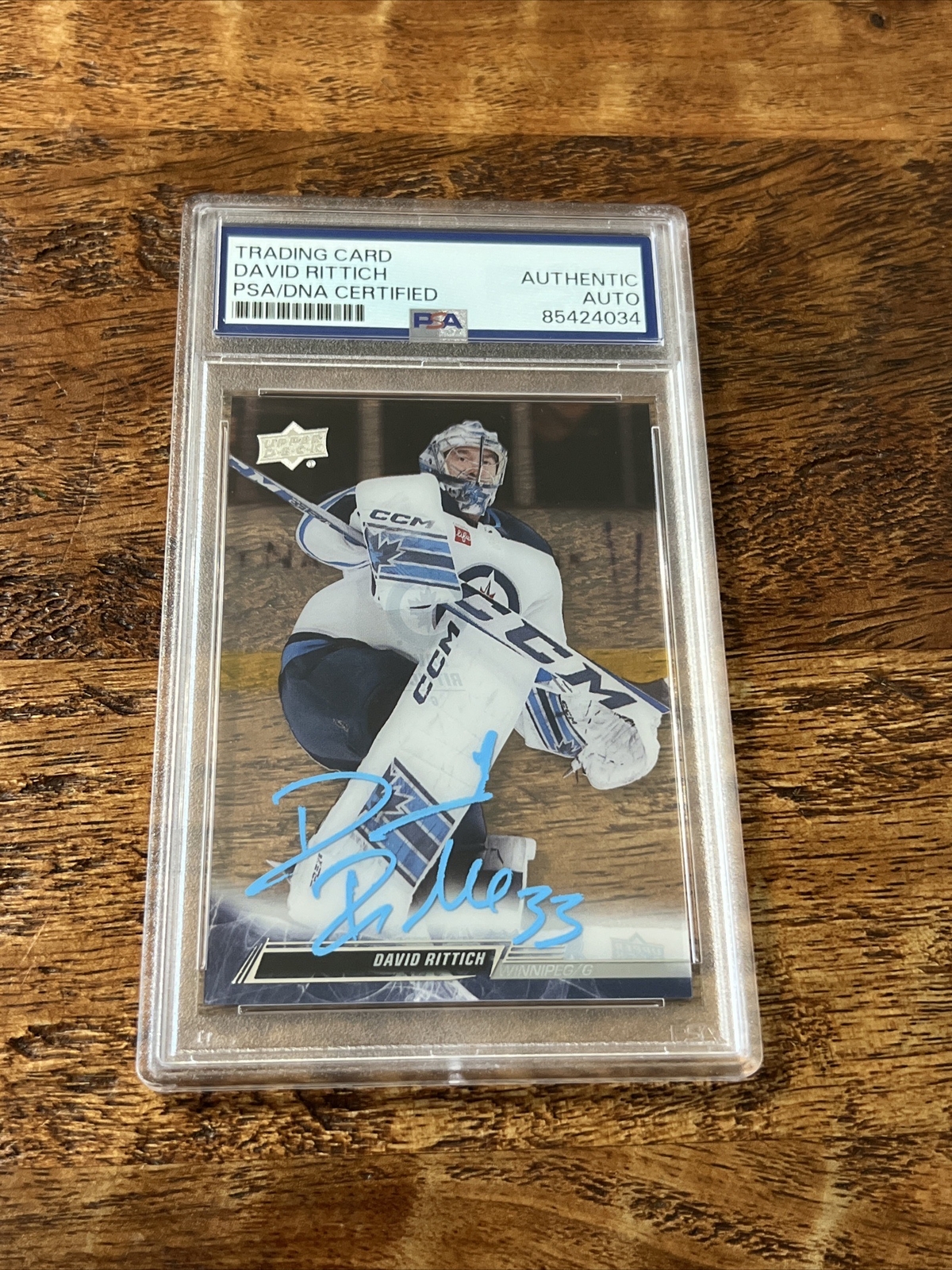 David Rittich IP Signed UD Clear Cut Card PSA DNA Coa Slab Jets Autographed