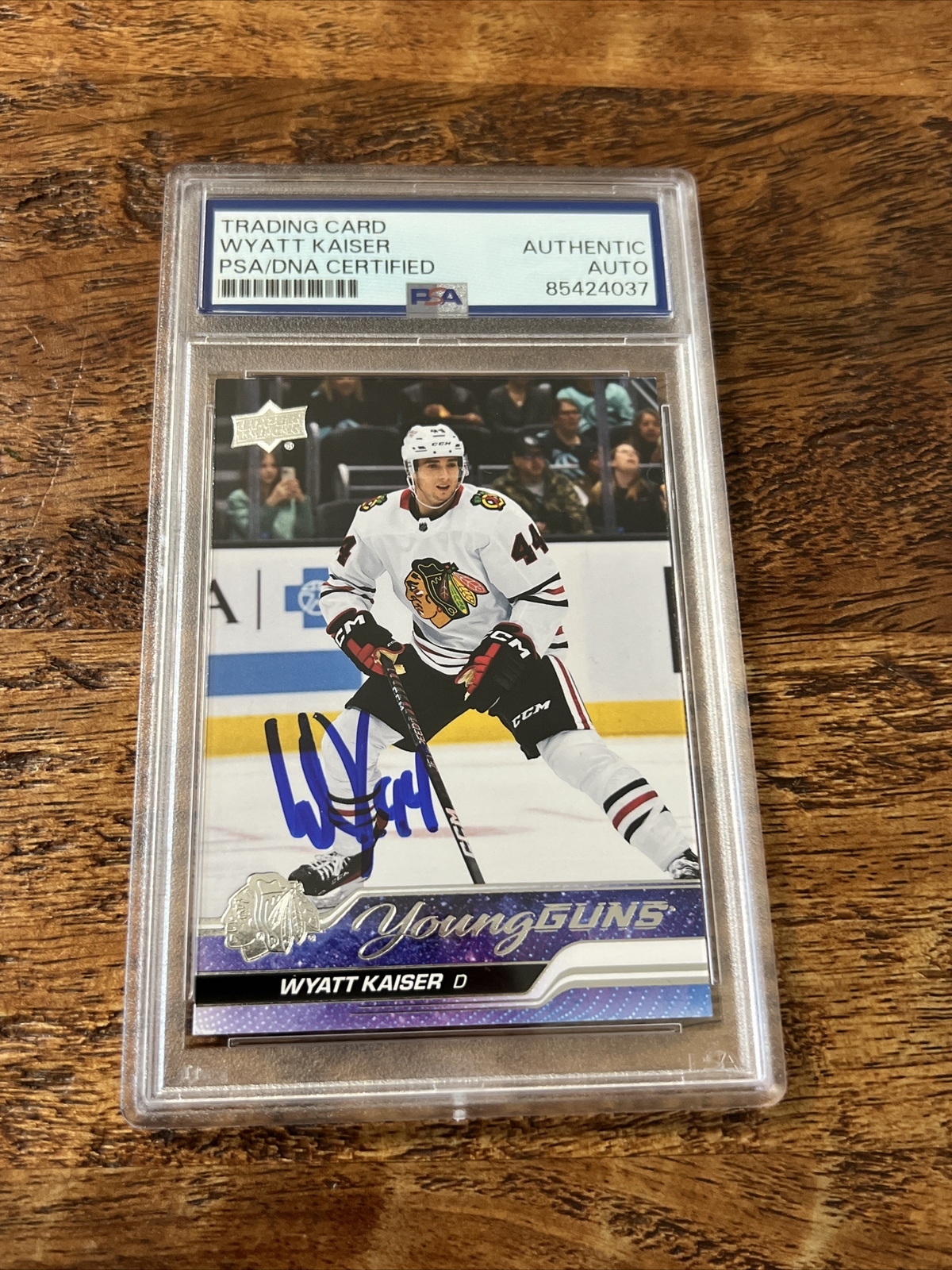 Wyatt Kaiser IP Signed UD Young Guns Card PSA DNA Slab Blackhawks Autographed
