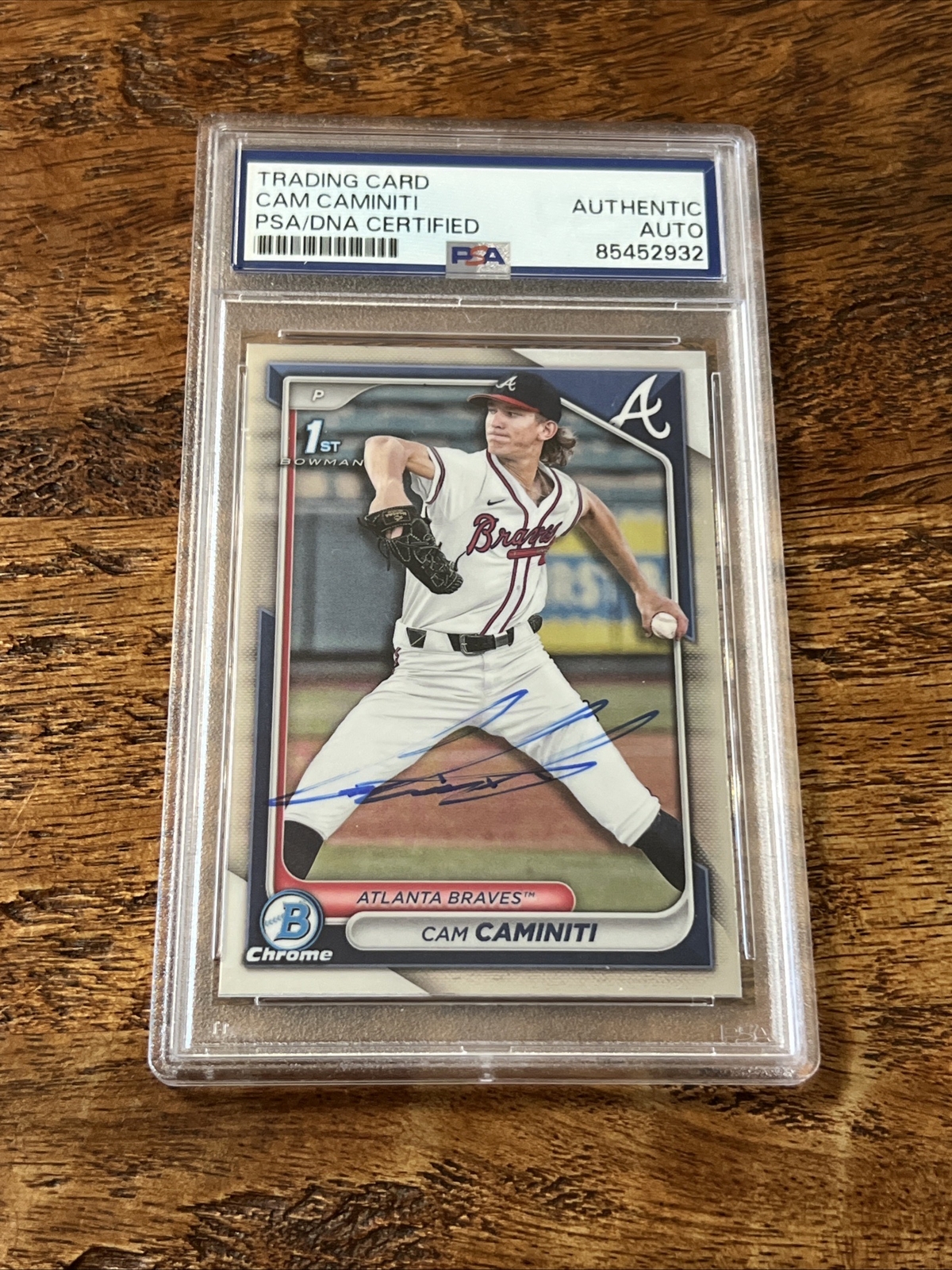 Cam Caminiti IP Signed 1st Bowman Chrome Card Psa Dna Slab Autographed Braves