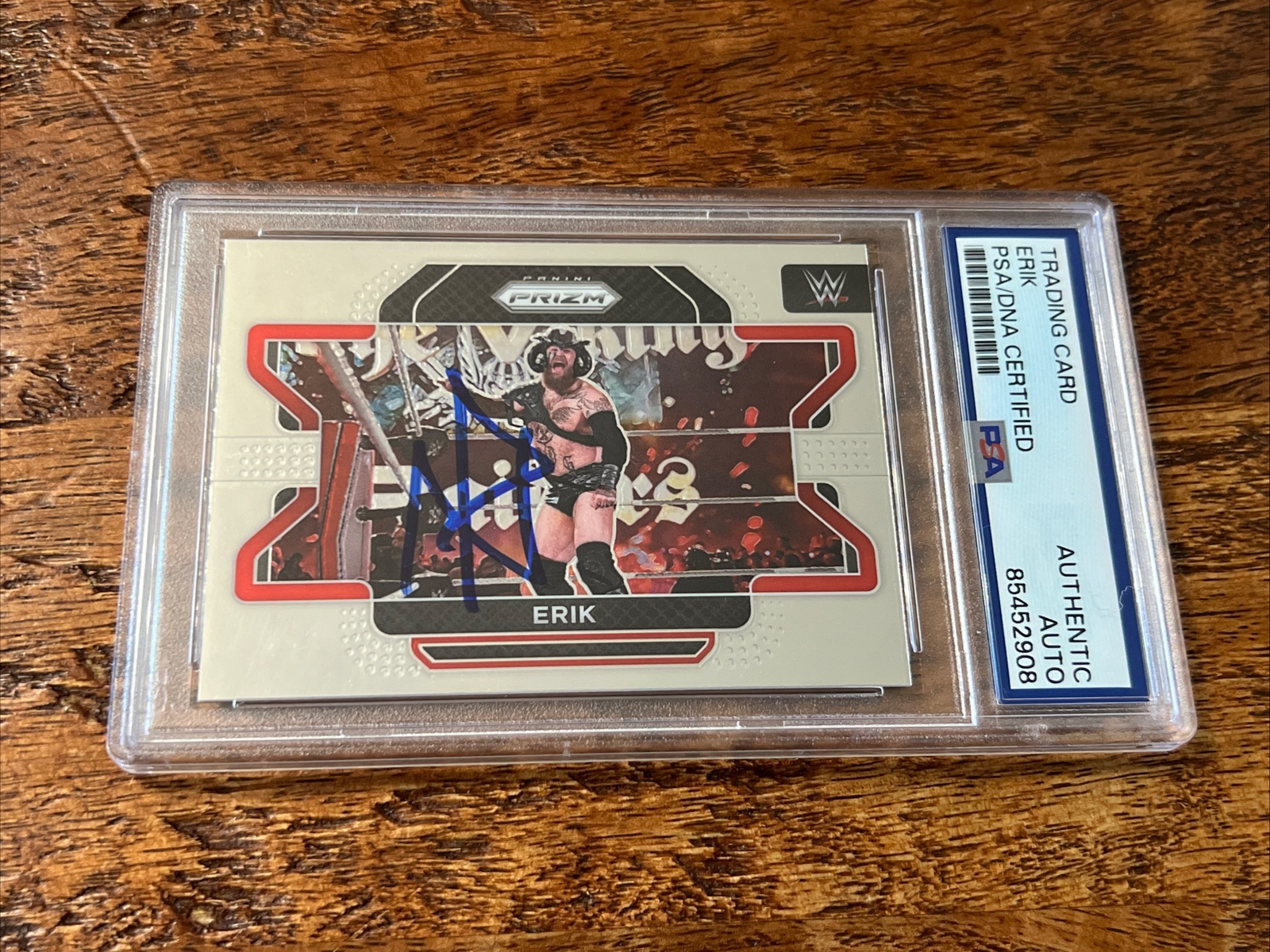 Erik IP Signed Prizm Card Psa Dna Coa Slab Autographed WWE War Raiders