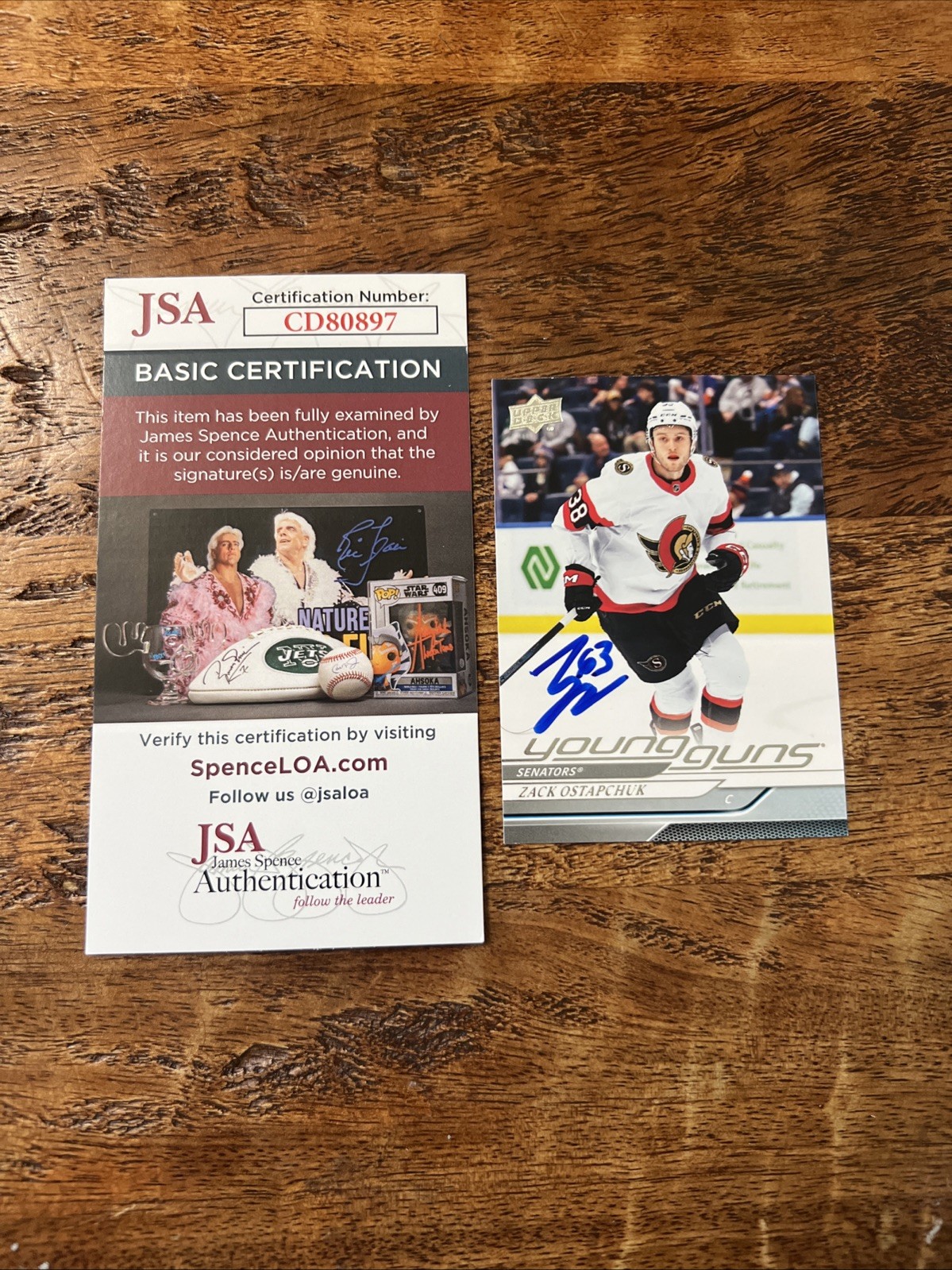 Zack Ostapchuk IP Signed Upper Deck Young Guns Card JSA Coa Senators Autographed