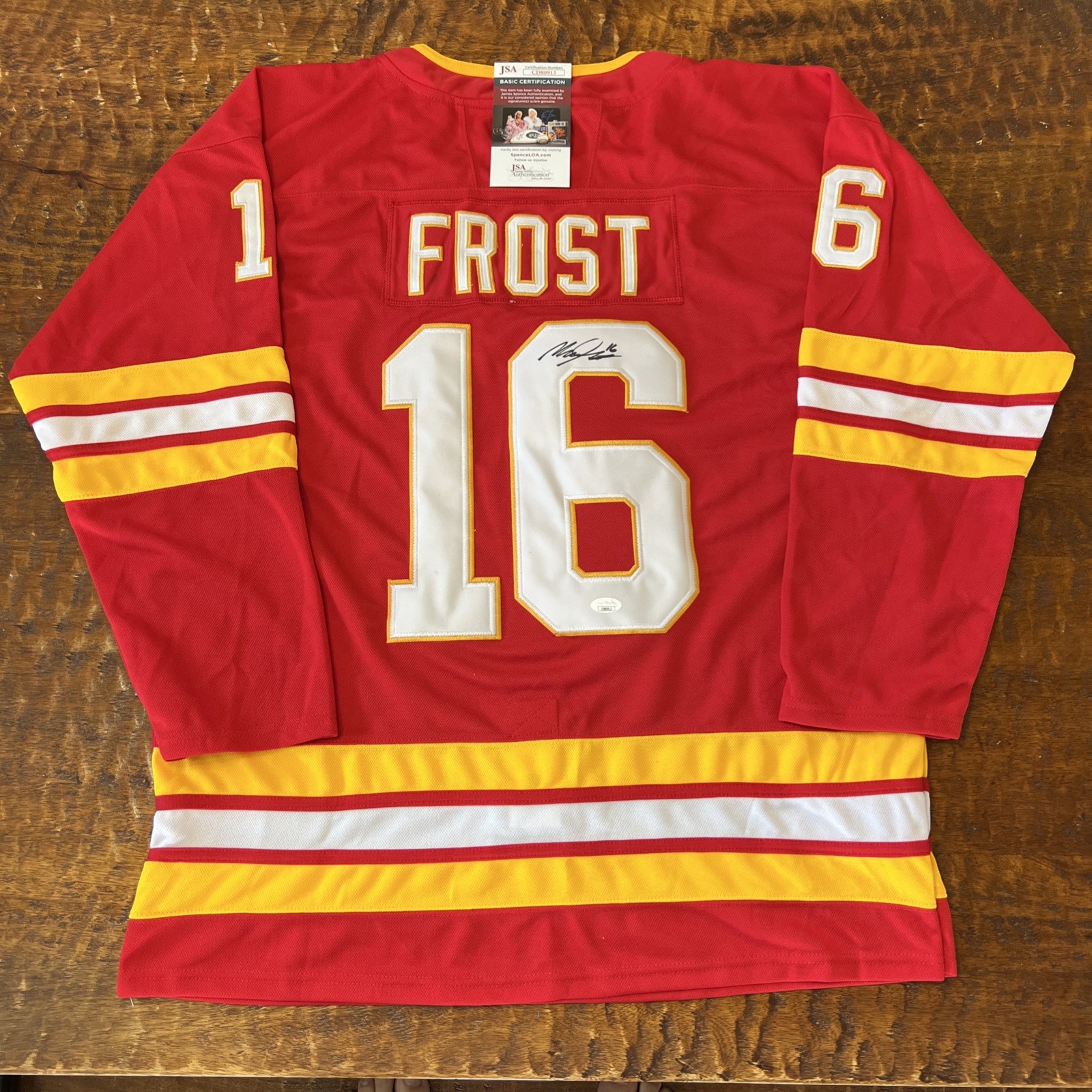Morgan Frost Signed Calgary Flames Jersey JSA Coa Autographed