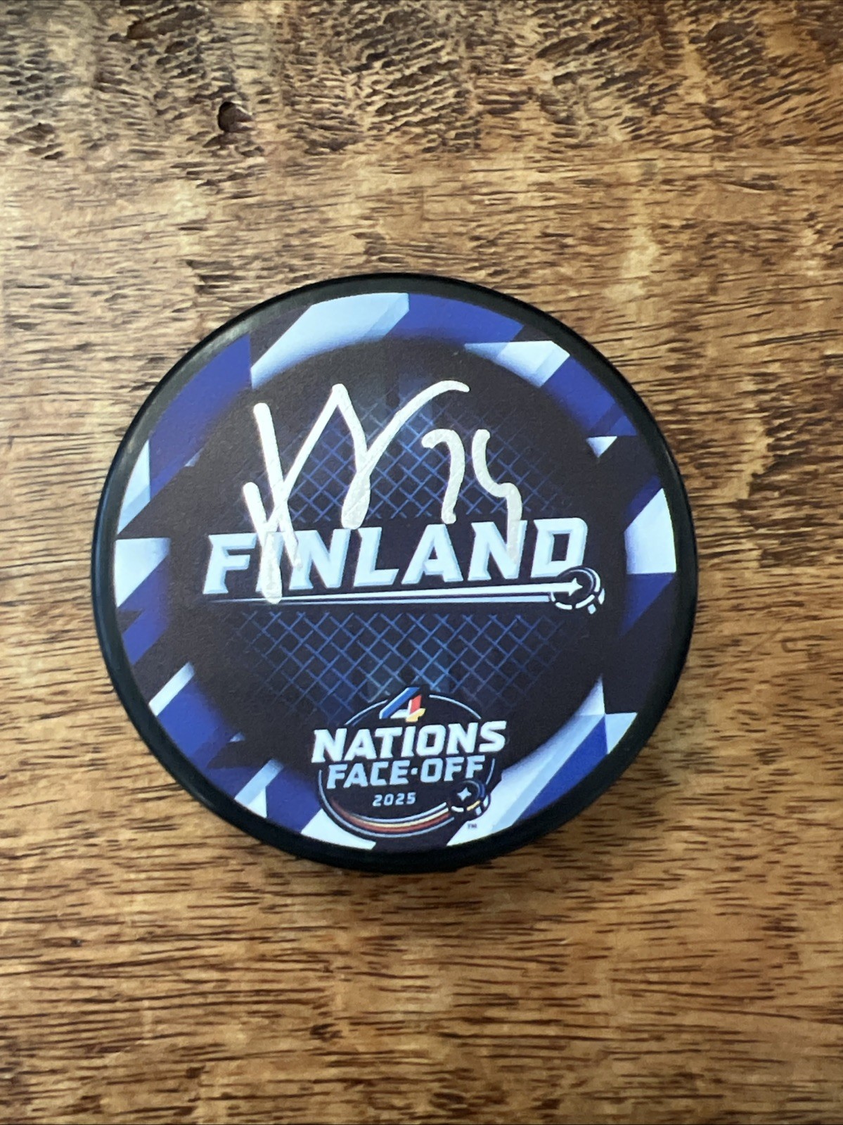 Juuse Saros Signed Finland 4 Nations Puck JSA Coa Autographed Predators
