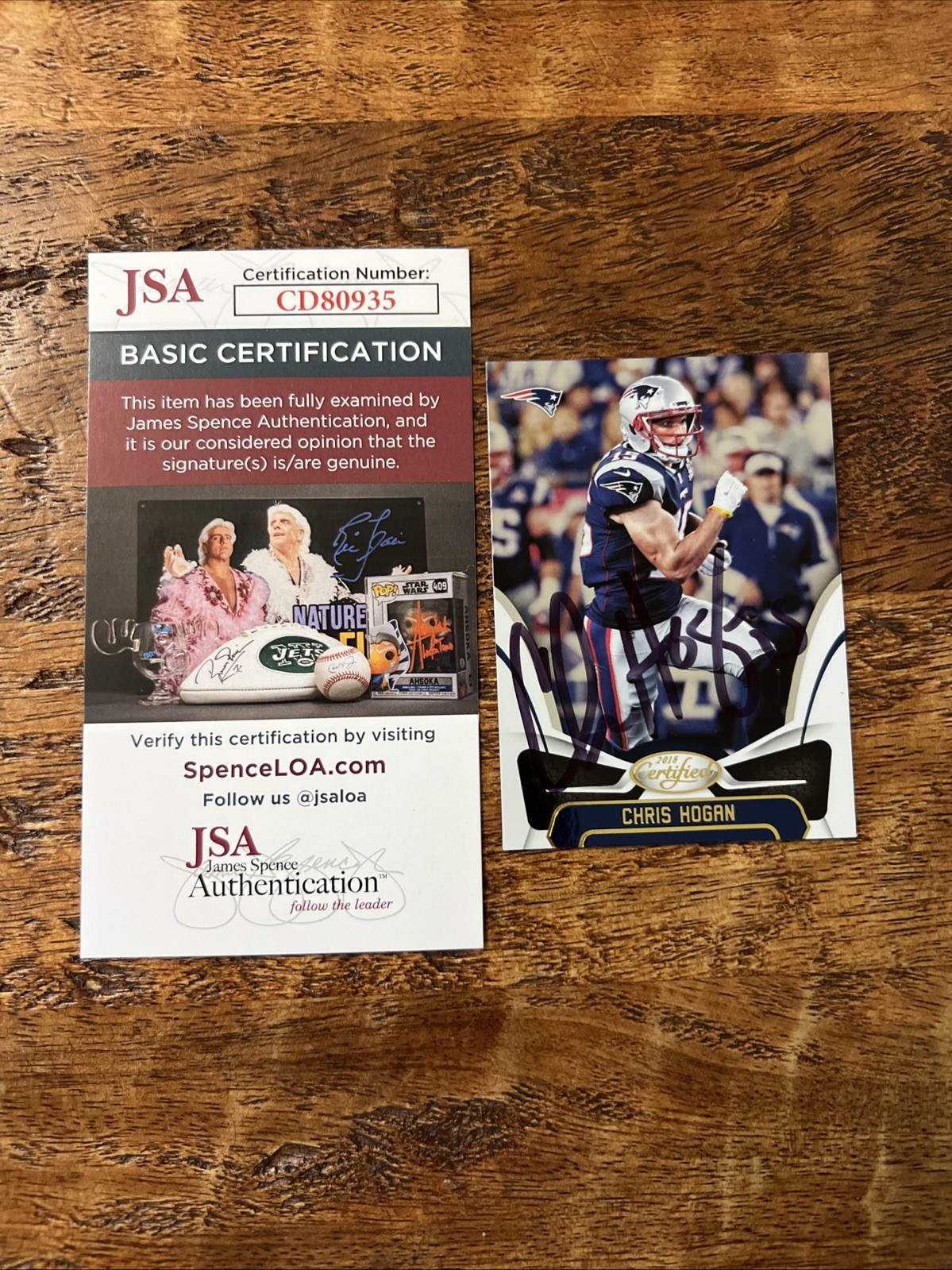 Chris Hogan IP Signed Panini Certified Card JSA Coa Patriots Autographed