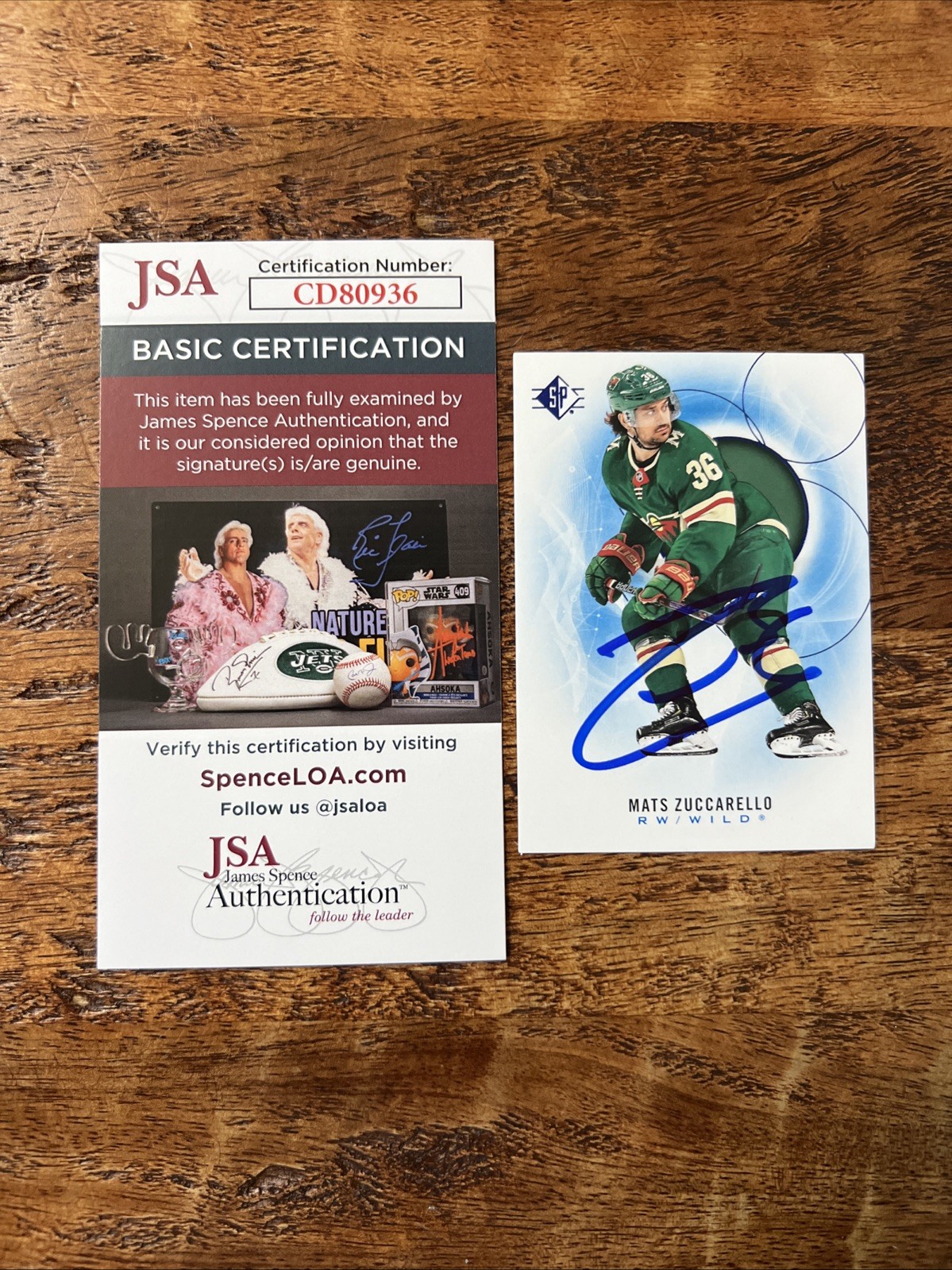 Mats Zuccarello IP Signed Upper Deck SP Card JSA Coa Wild Autographed