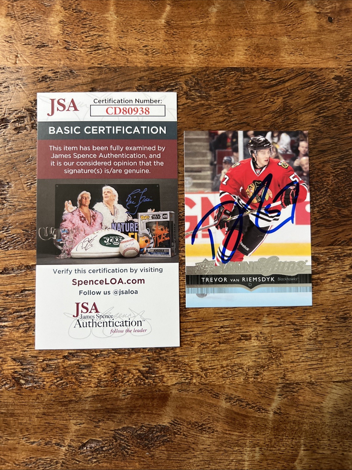 Trevor van Riemsdyk IP Signed UD Young Guns Card JSA Coa Blackhawks Autographed