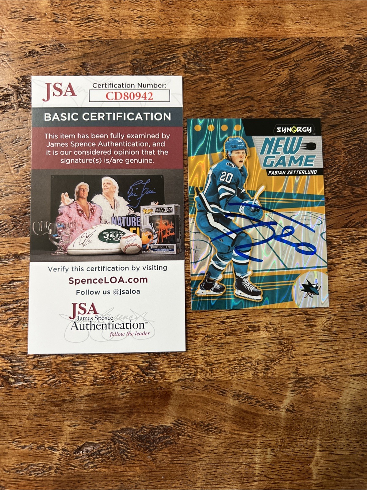 Fabian Zetterlund IP Signed Upper Deck Synergy Card JSA Coa Sharks Autographed