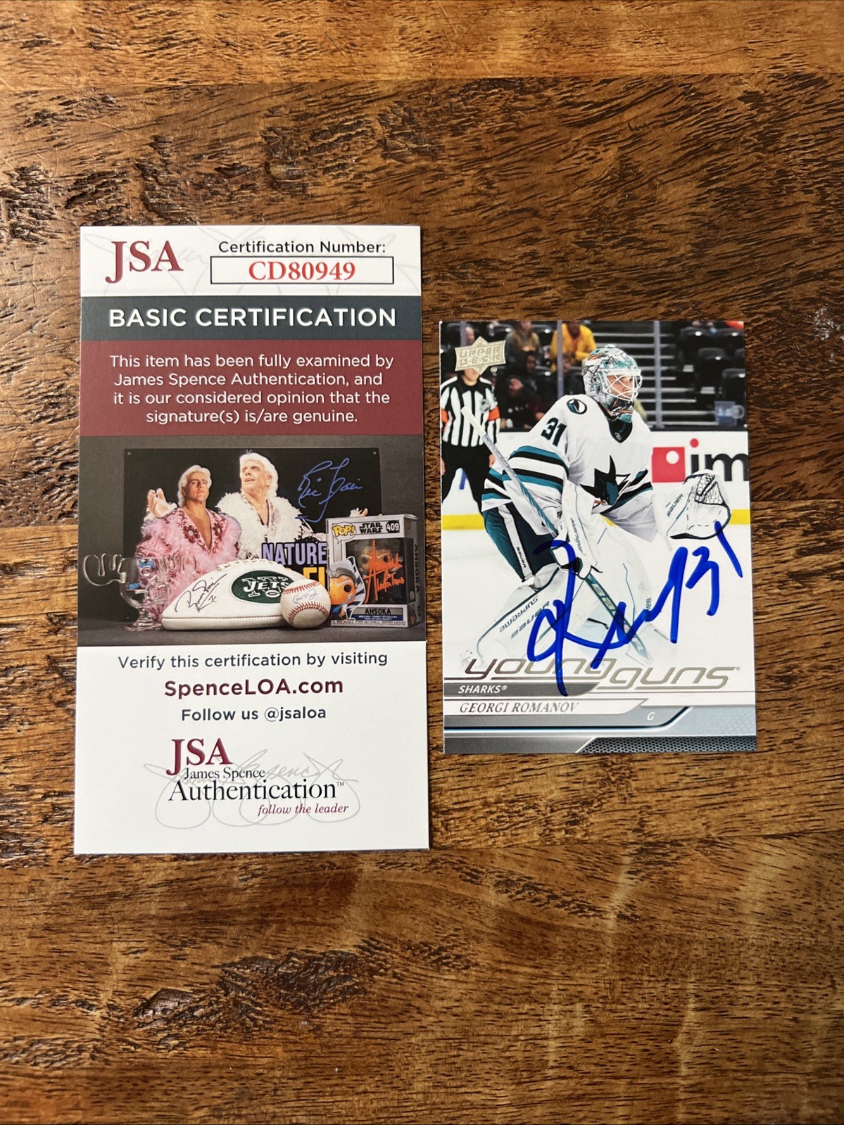 Georgi Romanov IP Signed Upper Deck Young Guns Card JSA Coa Sharks Autographed