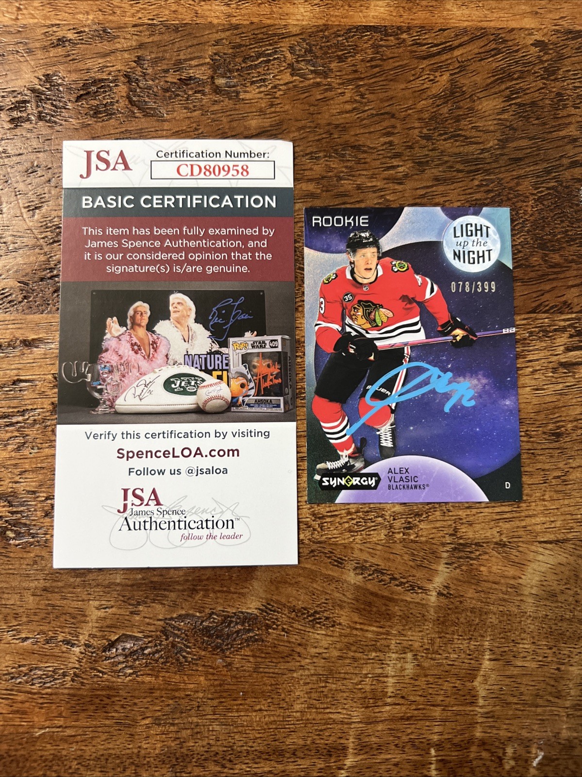 Alex Vlasic IP Signed Upper Deck Synergy RC Card JSA Coa Blackhawks Autographed