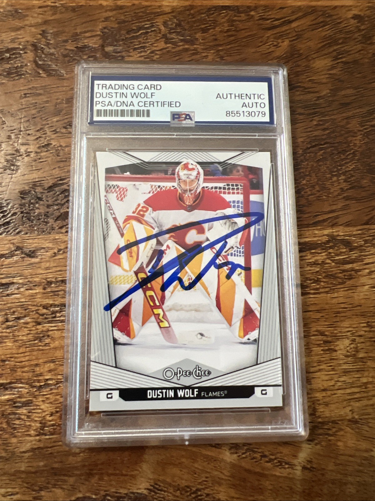 Dustin Wolf IP Signed O Pee Chee Card PSA DNA Coa Slab Flames Autographed