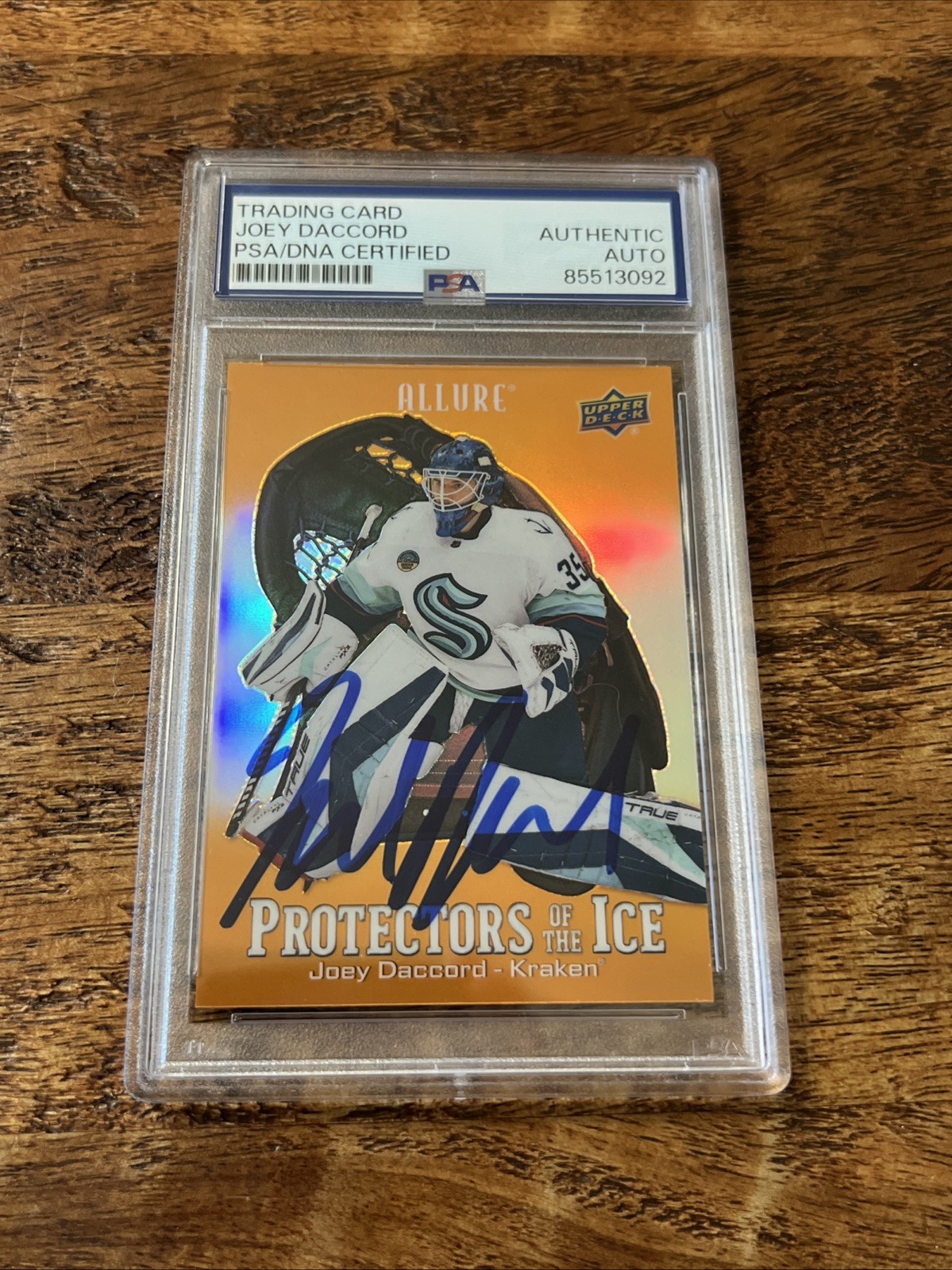 Joey Daccord IP Signed UD Allure Card Psa Dna Coa Slab Kraken Autographed