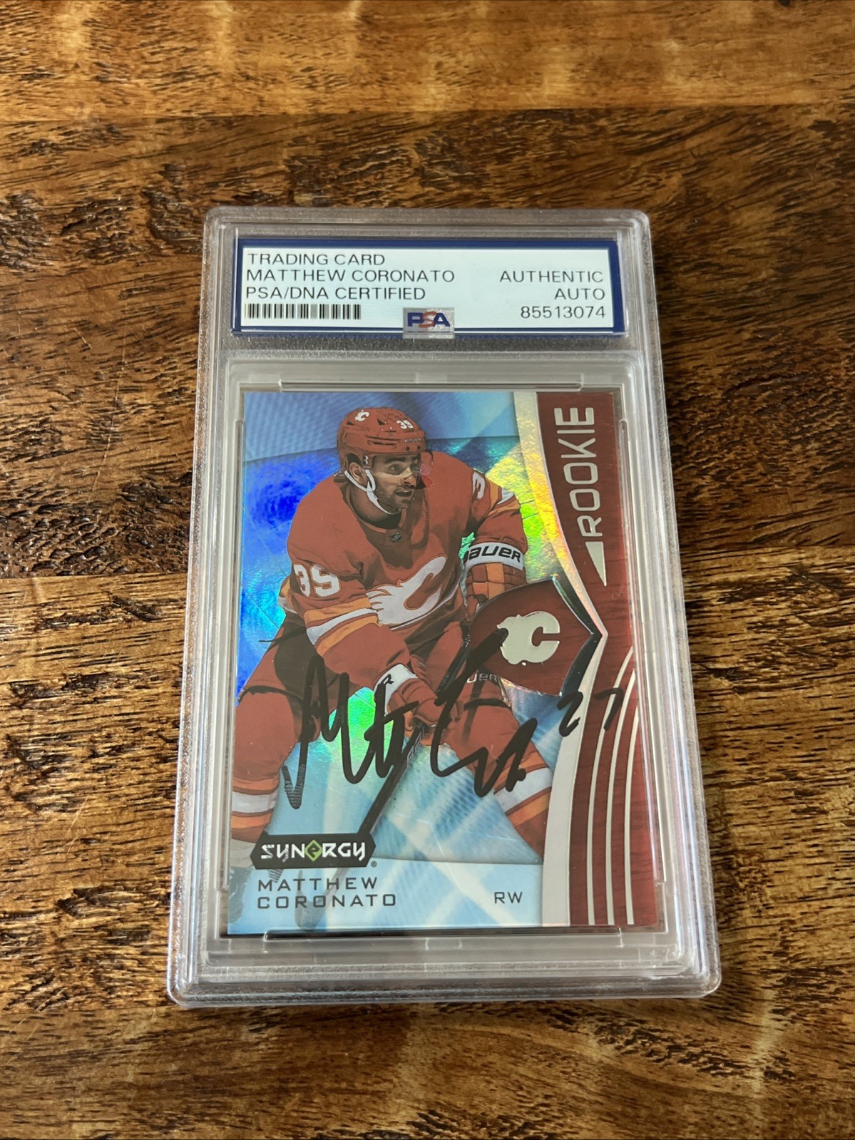 Matthew Coronato IP Signed UD Synergy RC Card PSA DNA Slab Flames Autographed