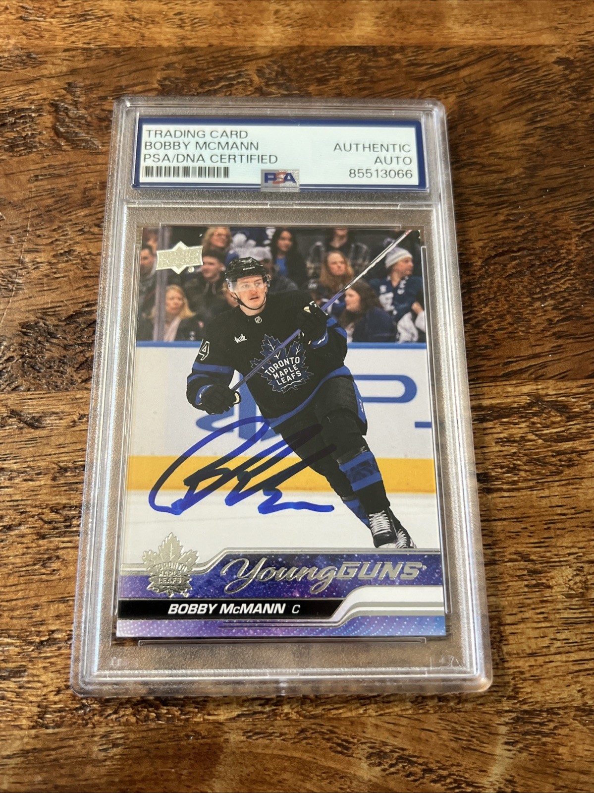 Bobby McMann IP Signed UD Young Guns Card PSA DNA Slab Maple Leafs Autographed