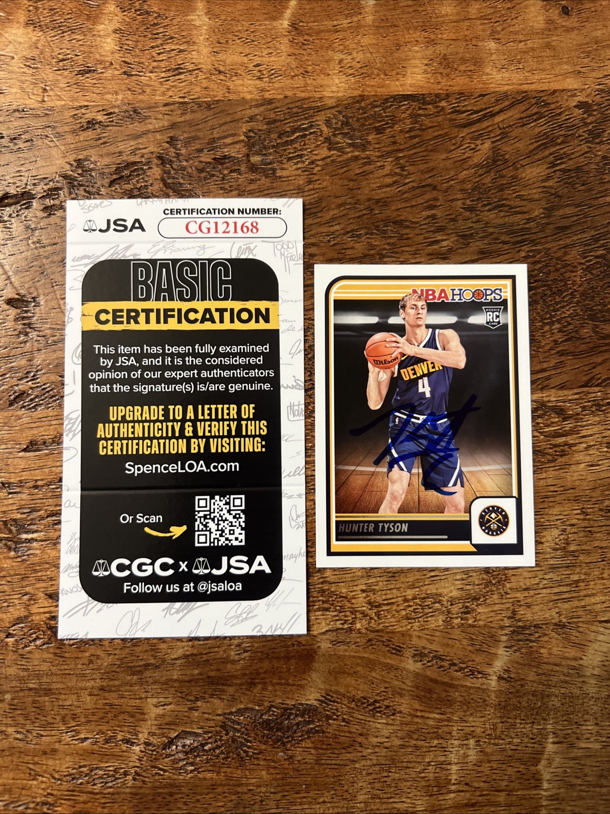 Hunter Tyson IP Signed NBA Hoops RC Card JSA Coa Nuggets Autographed