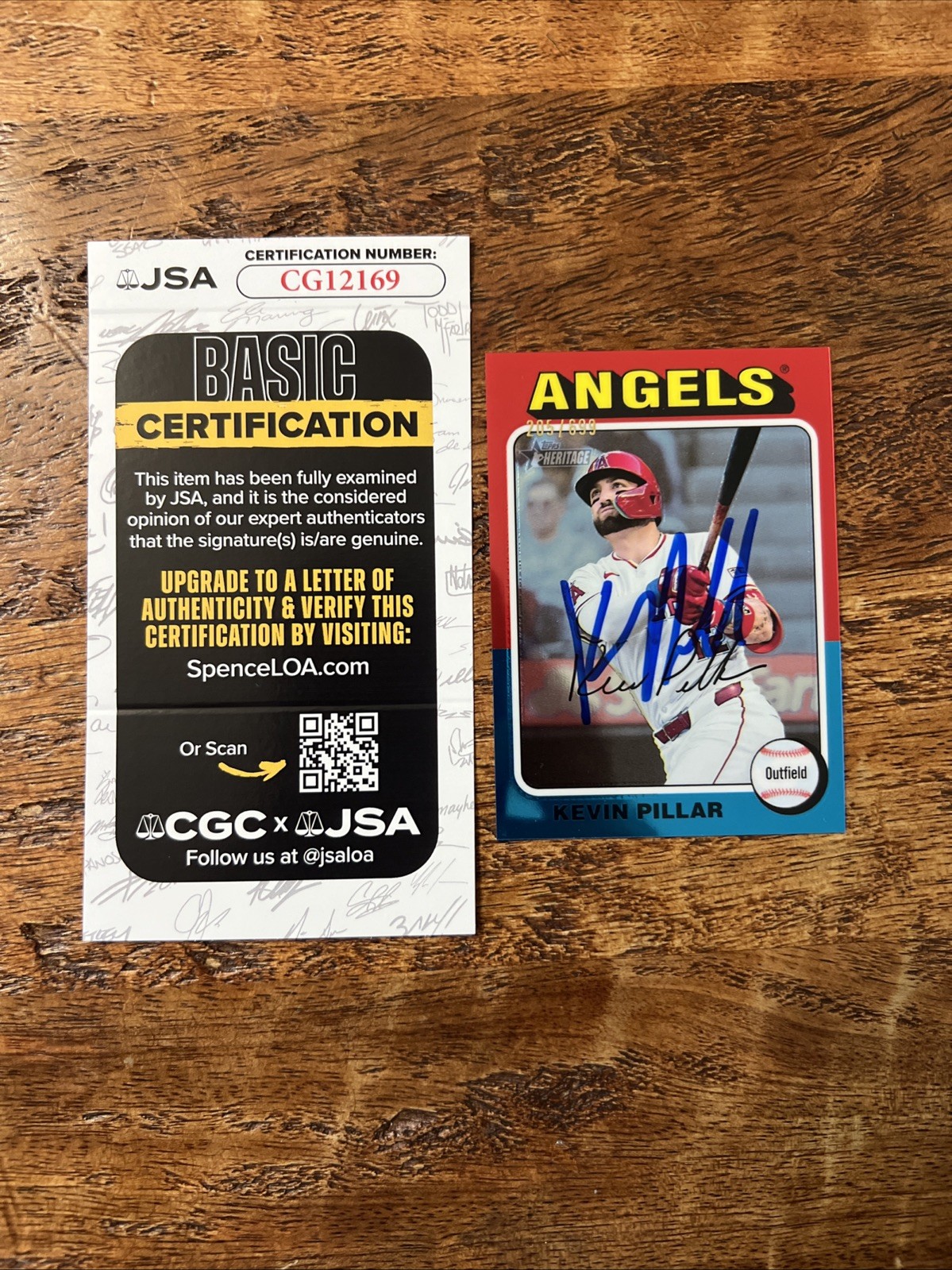Kevin Pillar IP Signed Topps Heritage Chrome Card JSA Coa Angels Autographed