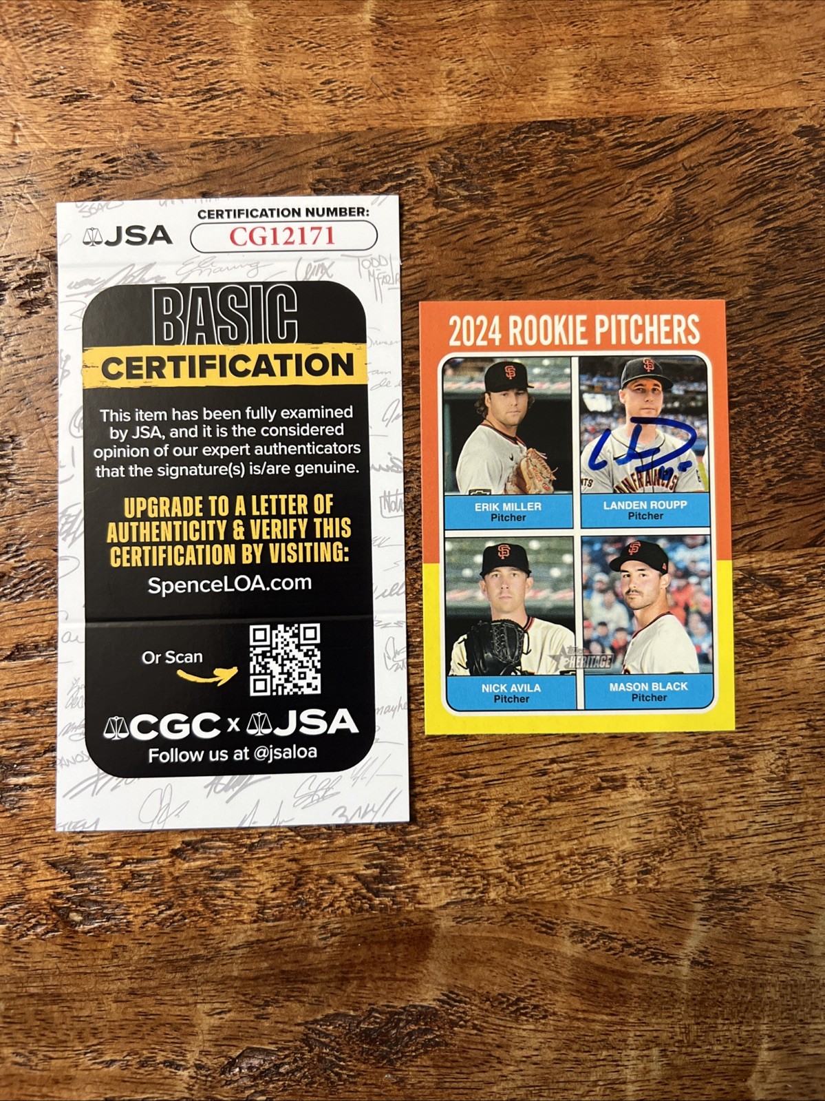 Landen Roupp IP Signed Topps Heritage RC Card JSA Coa Giants Autographed